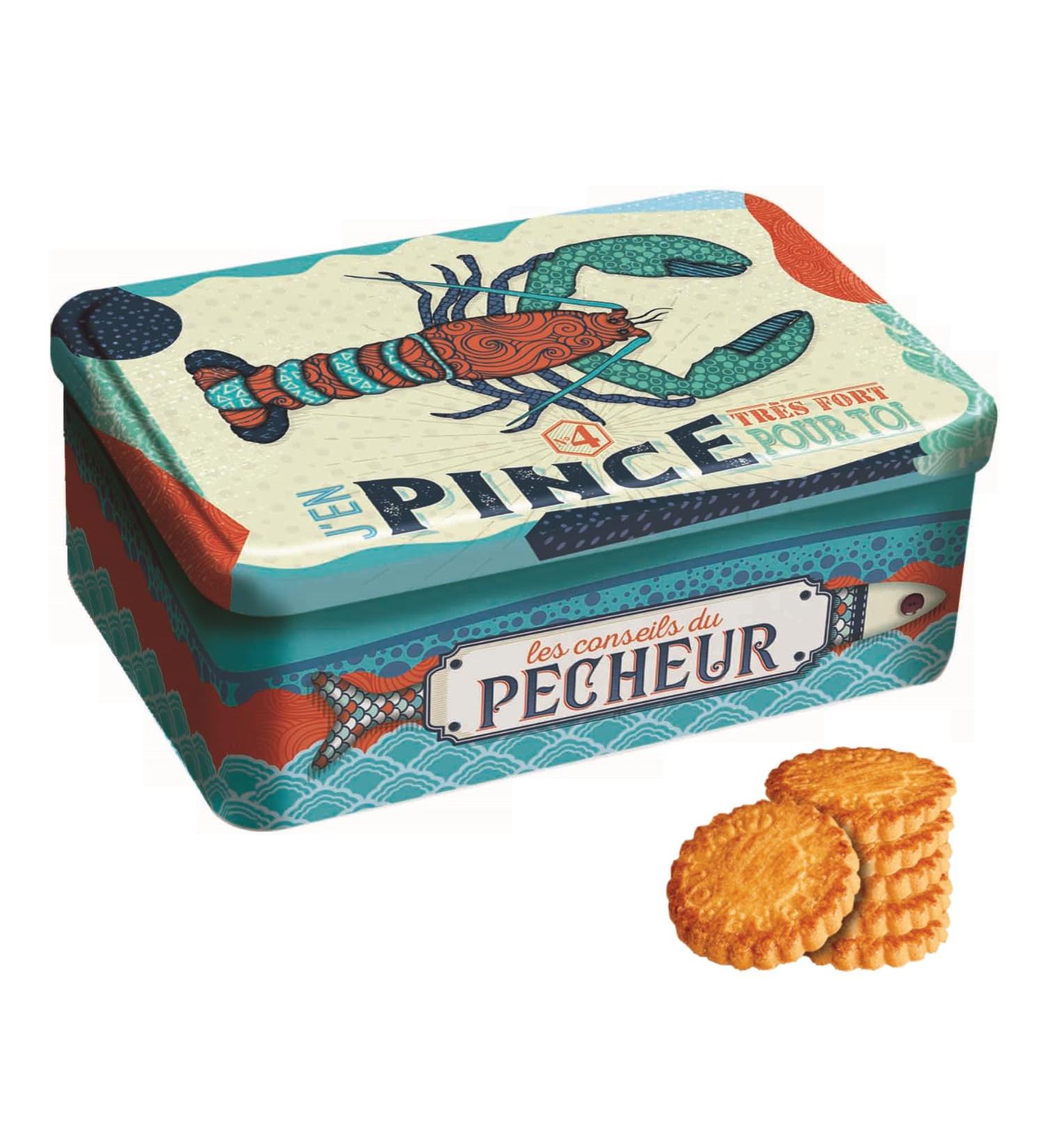 ANTICO CAFFE' NOVECENTO DV France | Metal Biscuit Butter Tin | Salt and Butter Shortbread | Fior di Sale Patties and Pucks - 300 Gr | Metal Lobster Design - Buy Online on GoSupps.com