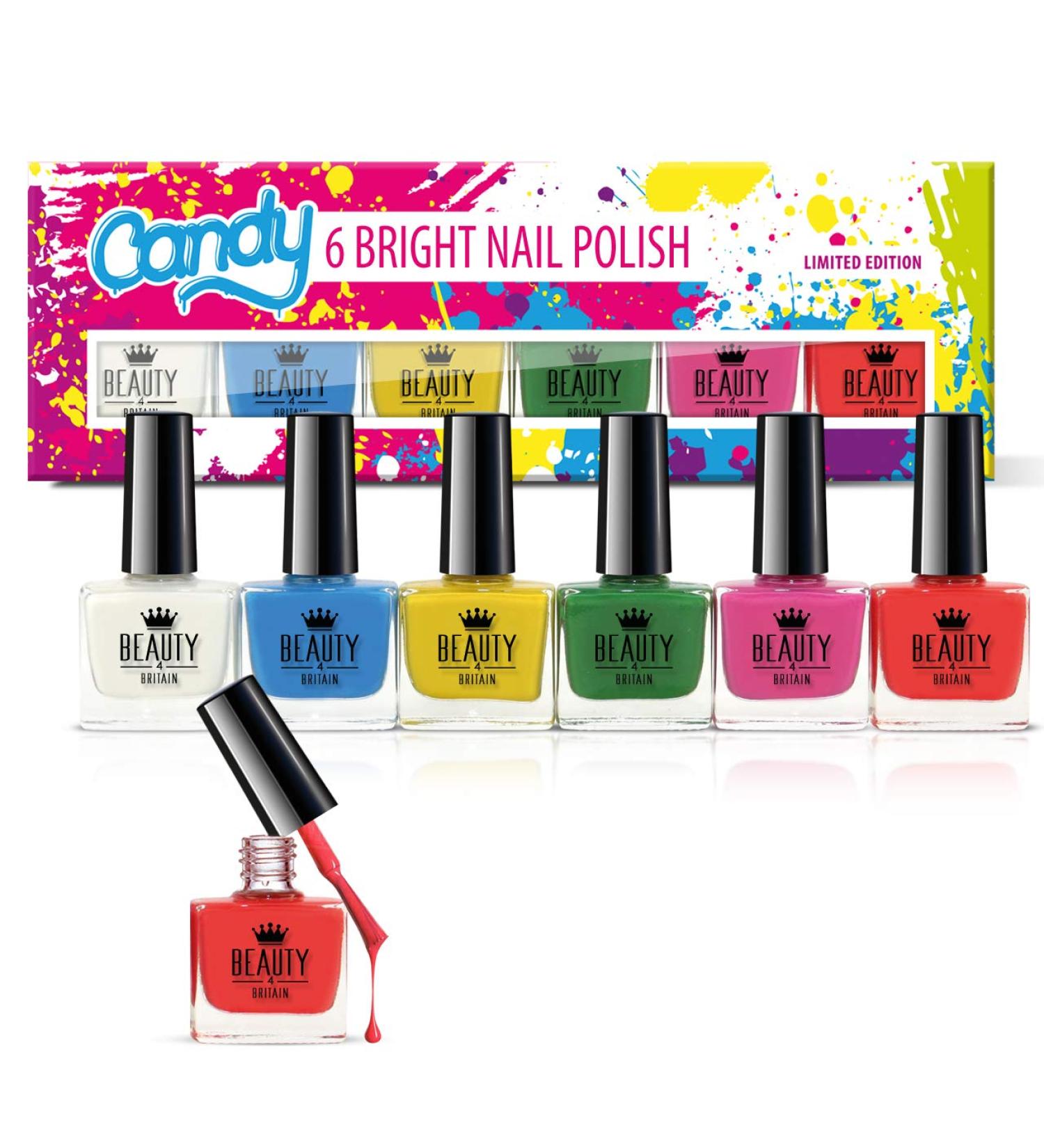 Set of 6 Nail Polishes - 10ml Each Bright Shades in a Stylish Box for Trendy Looks by Beauty4Britain - Buy Online on GoSupps.com