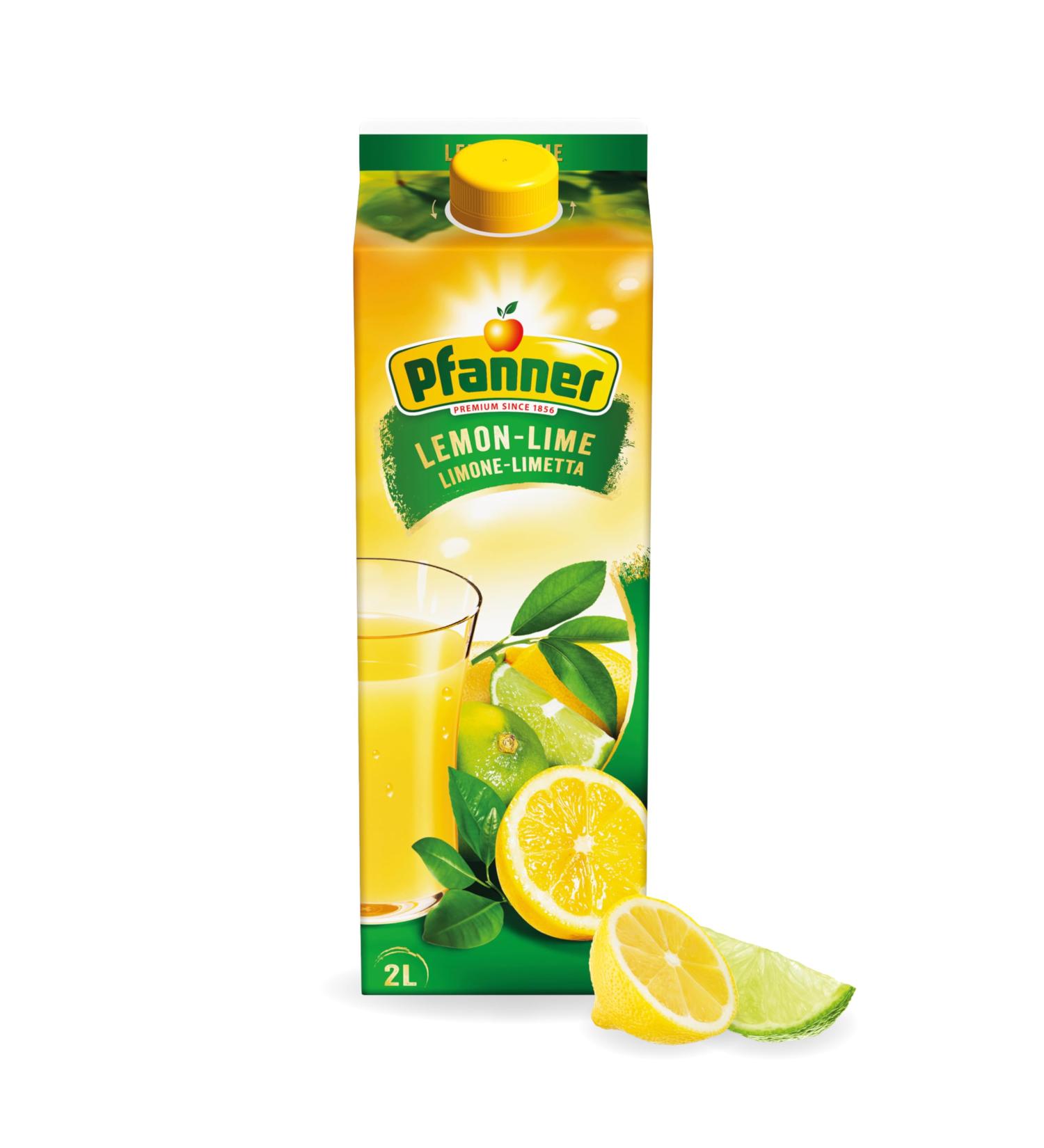 Pfanner Lemon-Lime Drink 2L - Refreshing Multi-Fruit Beverage with 25% Fruit Content - Buy Online Now! - Buy Online on GoSupps.com