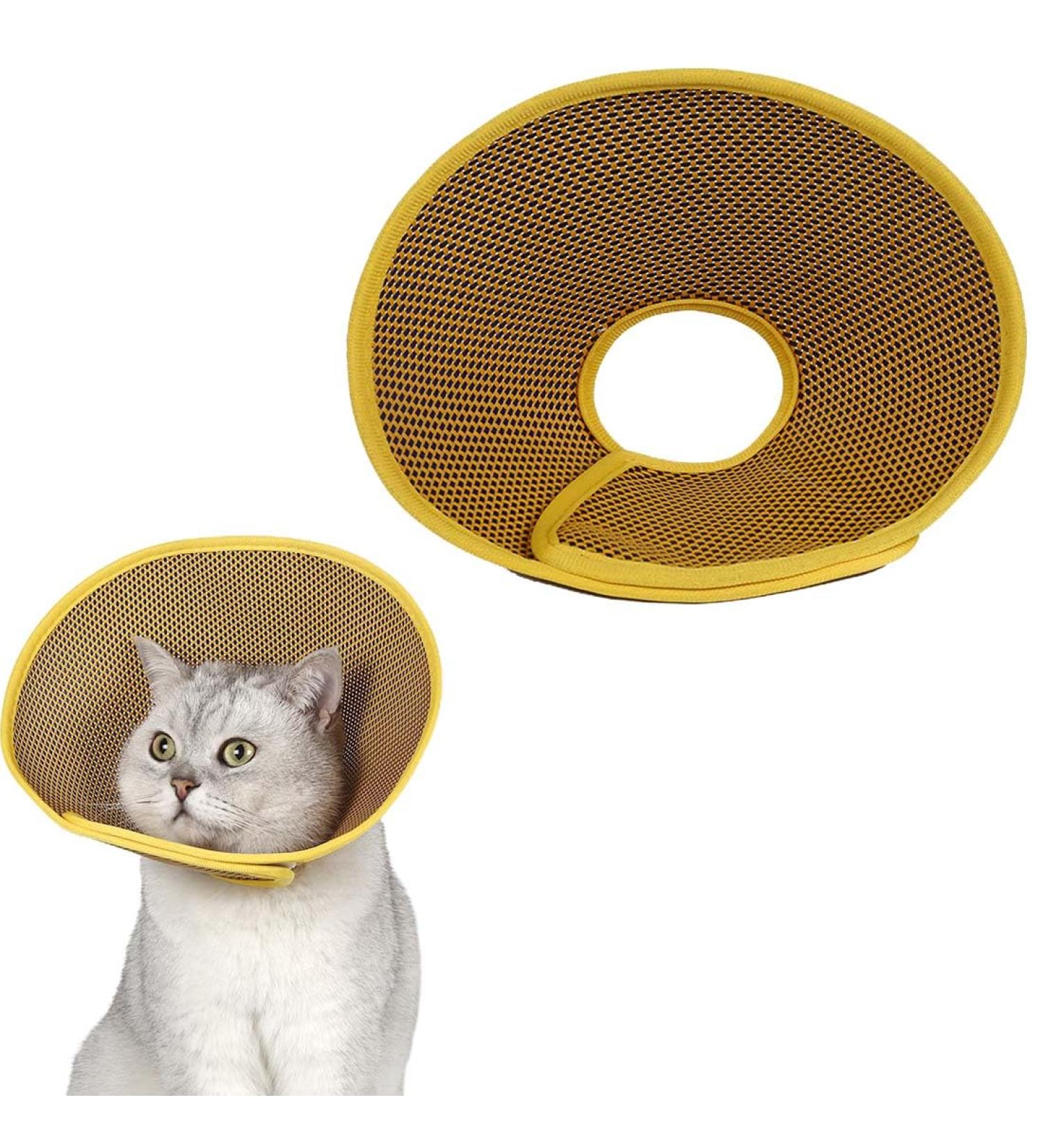 Xpex Yellow Cat Cone - Adjustable Relaxation E-Collar for Cats Mini Dogs & Rabbits | Size M - Lightweight Plastic Elizabethan Collar for Sore Cranes - Buy Online on GoSupps.com