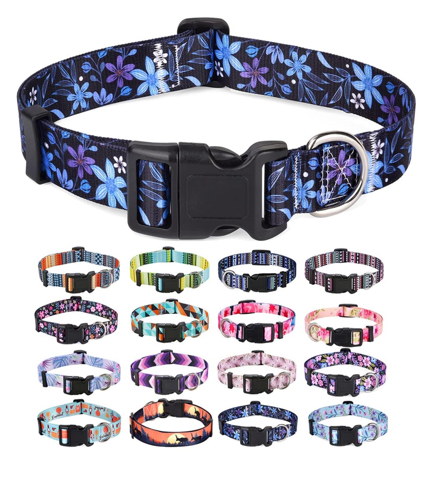 Mihqy Adjustable Dog Collar - Soft & Comfortable Bohemian Floral Design for Small Medium & Large Dogs (Neck 33-55 cm) - Buy Online on GoSupps.com