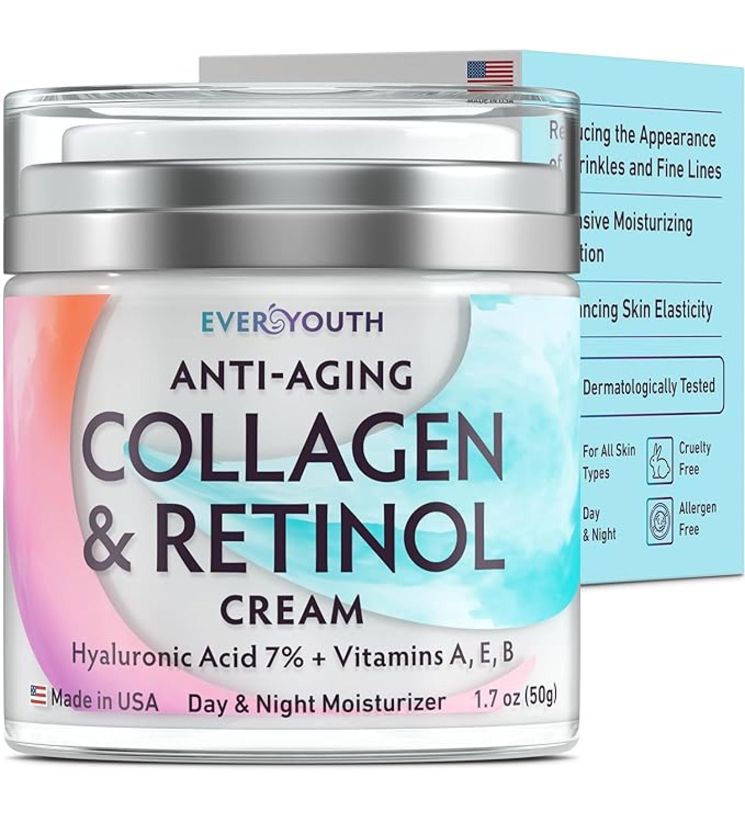 Anti-Aging Face Moisturizer for Women with Hyaluronic Acid & Vitamin A - Day & Night Collagen Cream for Tightening & Firming | 1.7oz - Buy Online on GoSupps.com