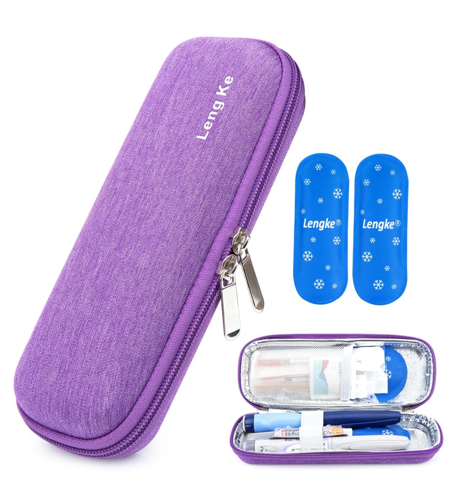 Youshares Insulin Cooling Bag - TSA Portable EVA Pack for Insulin Pens & Diabetes Accessories | Travel with Ease | Includes 2 Nylon Cooling Packs (Violet) - Buy Online on GoSupps.com