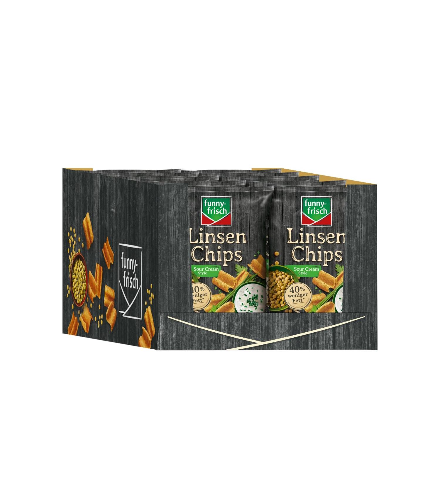 funny-frisch Lentil Chips Sour Cream pack of 12 (12 x 90 g)