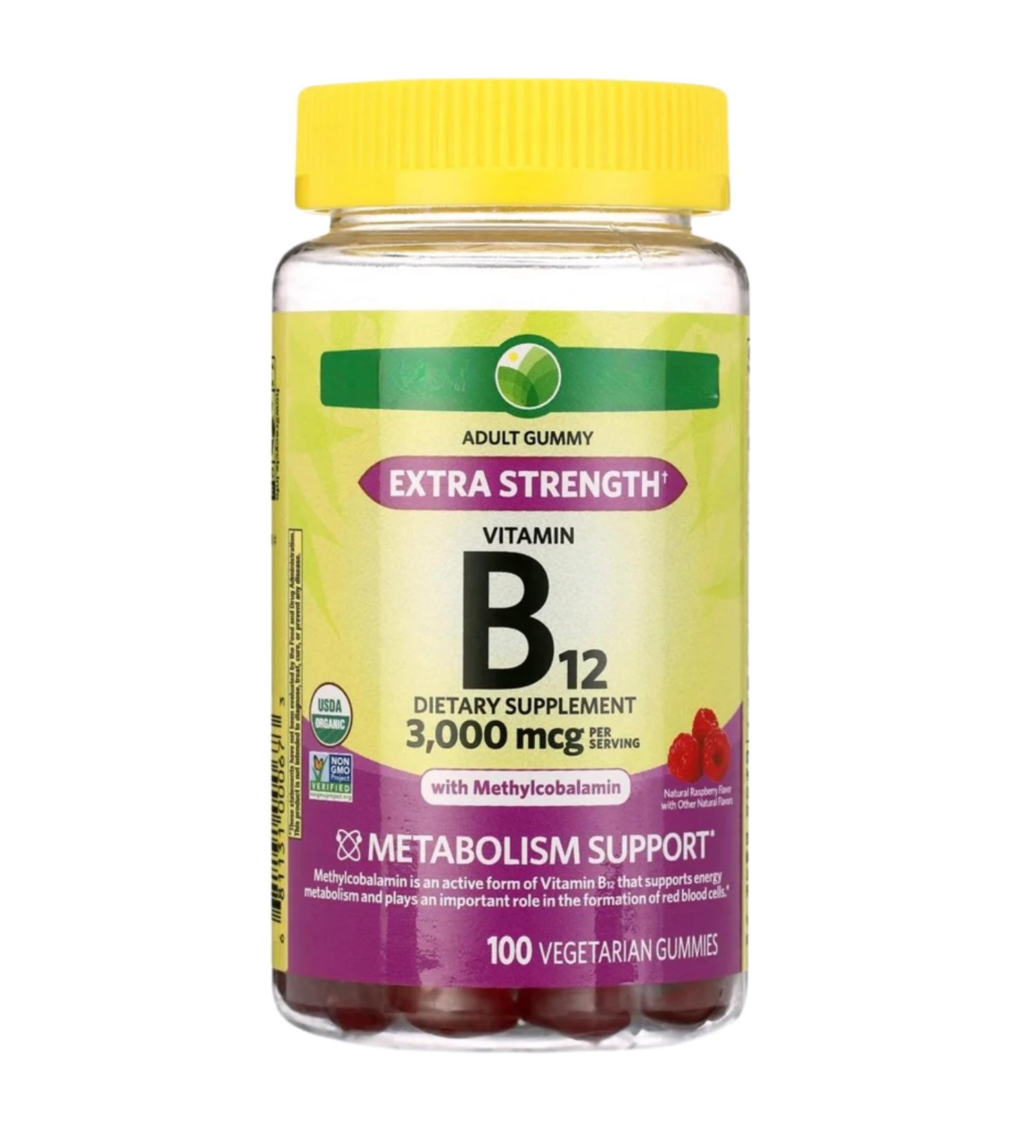 KP+ Spring Valley Vitamin B12 | B12 3 000 mcg Extra Strength | Vitamin Supplement with Methylcobalamin | Metabolism Support | Raspberry Flavor | 100 Vegetarian Gummies | Pack of 1 - Buy Online on GoSupps.com
