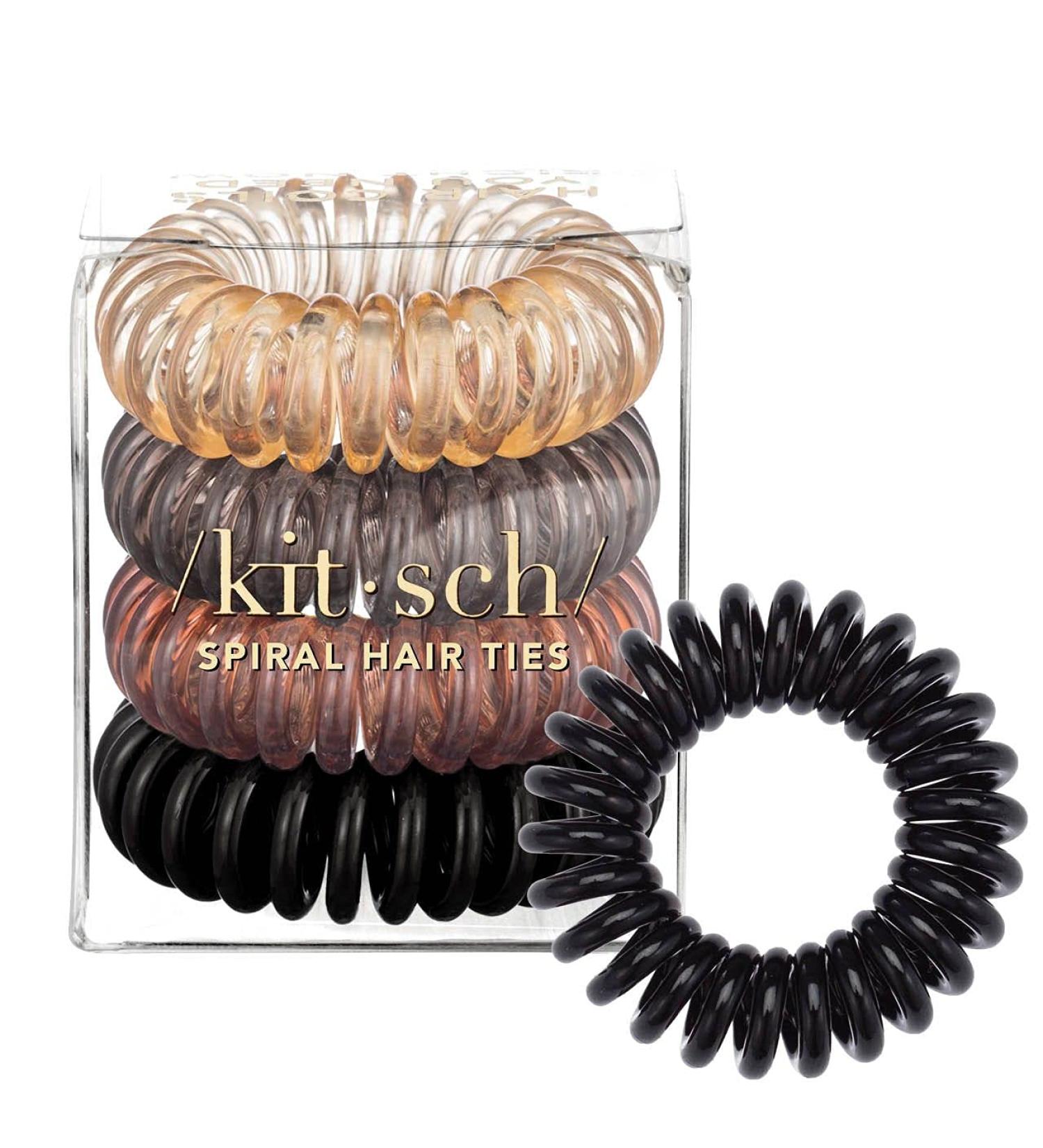 Kitsch Hair Coils - Brunette Hair Ties (4 Pieces) | Stylish & Non-Damaging Hold - Buy Online on GoSupps.com