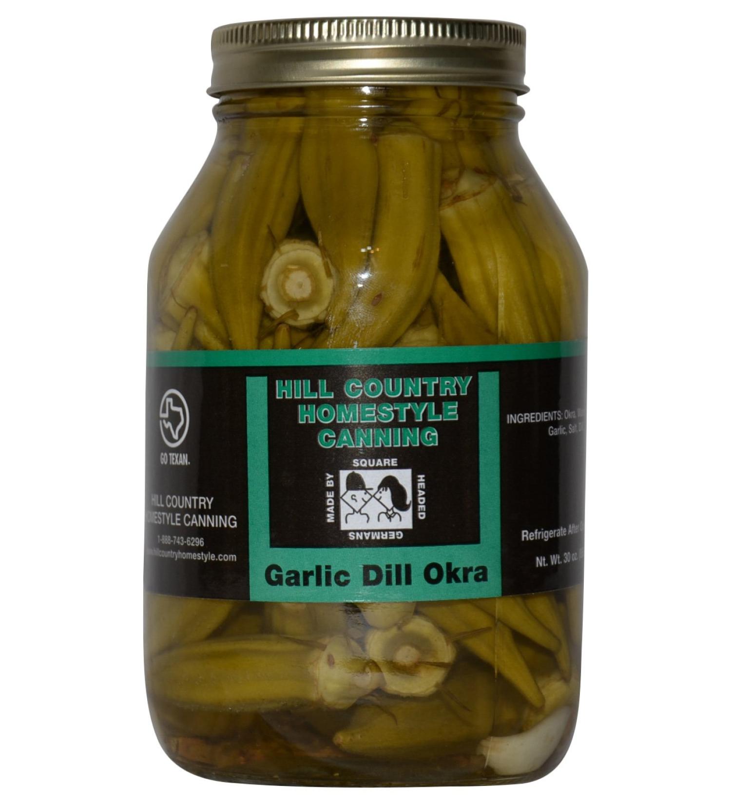Texas Hill Country Pickled Garlic Dill Okra - 32 oz | Premium Quality Pickled Okra from Texas - Buy Online on GoSupps.com