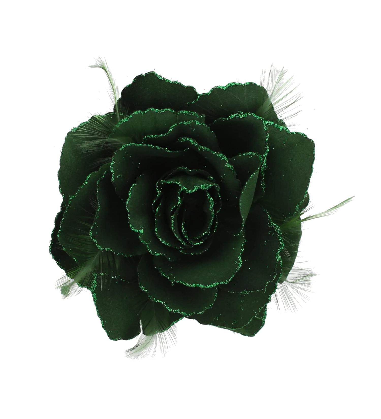 Topkids Bottle Green Rose Flower Hair Clip - Elegant Accessories for Women & Girls | Perfect for Weddings Proms & Special Occasions - Buy Online on GoSupps.com