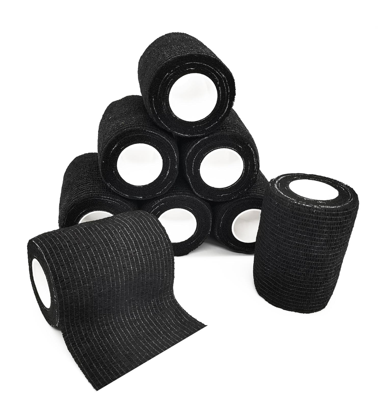Lab On Adhesive Bandage - 8 Rolls Self-Adhering Cohesive Elastic Bandage 7.5cm x 4.5m for Hand Wrist Feet - Black - Buy Online on GoSupps.com