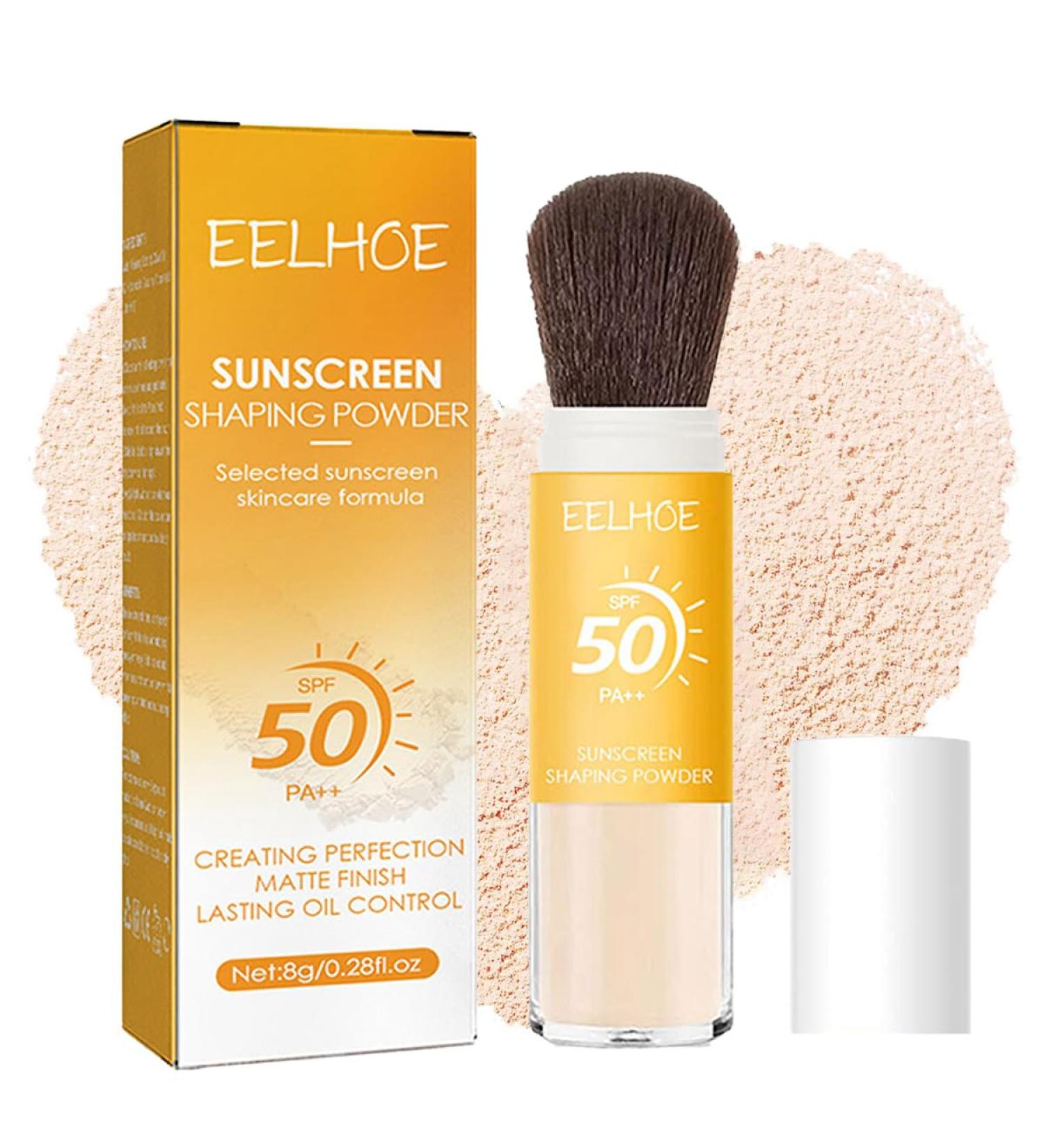 Baorder Mineral Sunscreen Powder SPF 50 PA++ Sunscreen Powder Oil Control Natural Matte Finish Breathable Lightweight and Durable Sunscreen Powder with Brush (8g 1PCS) - Buy Online on GoSupps.com