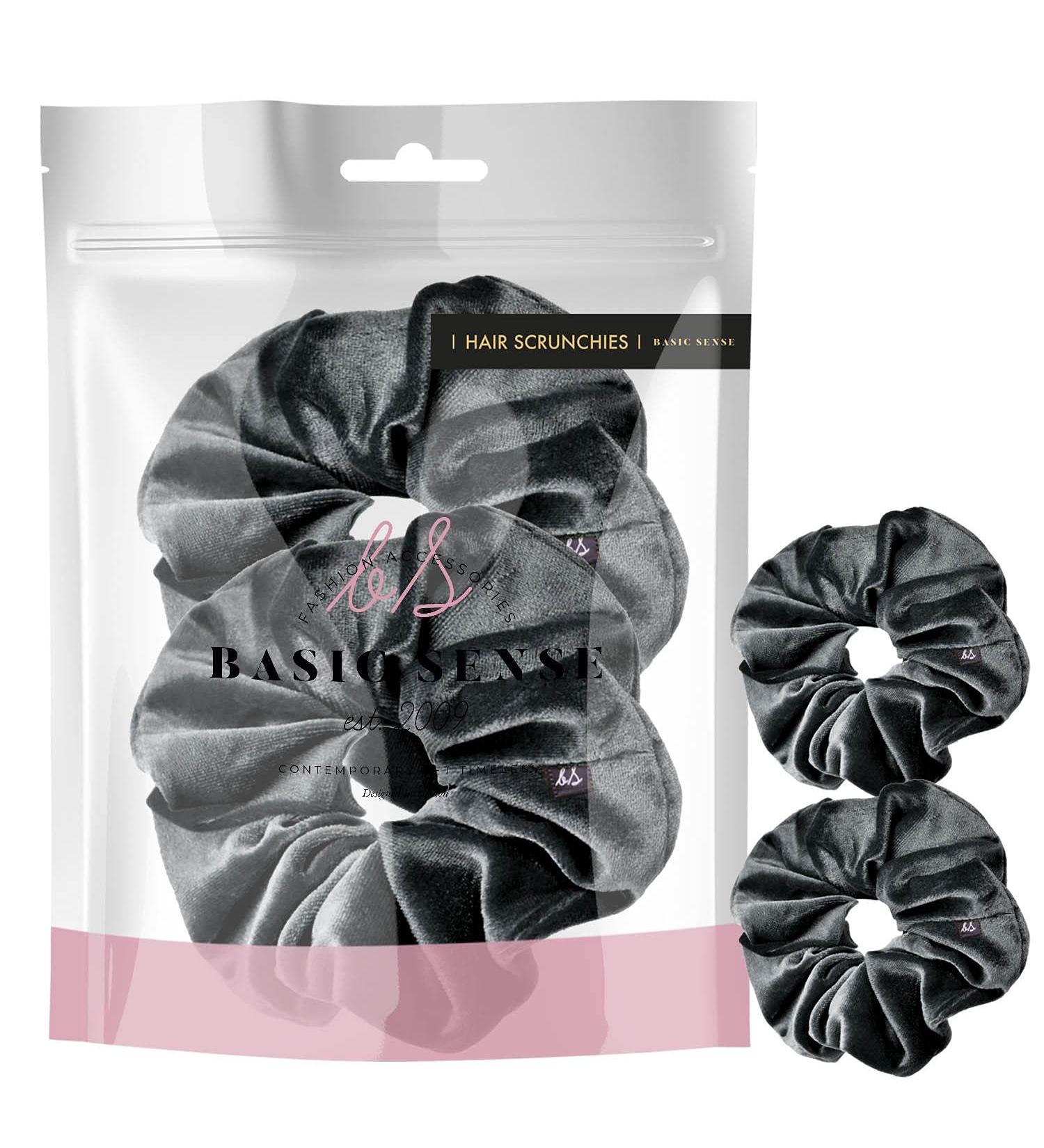 2 PCS Premium Large Dark Grey Velvet Hair Scrunchies for Women, Girls, and Kids | Updo Ponytail Bobble Scrunchy Holder - Buy Online on GoSupps.com