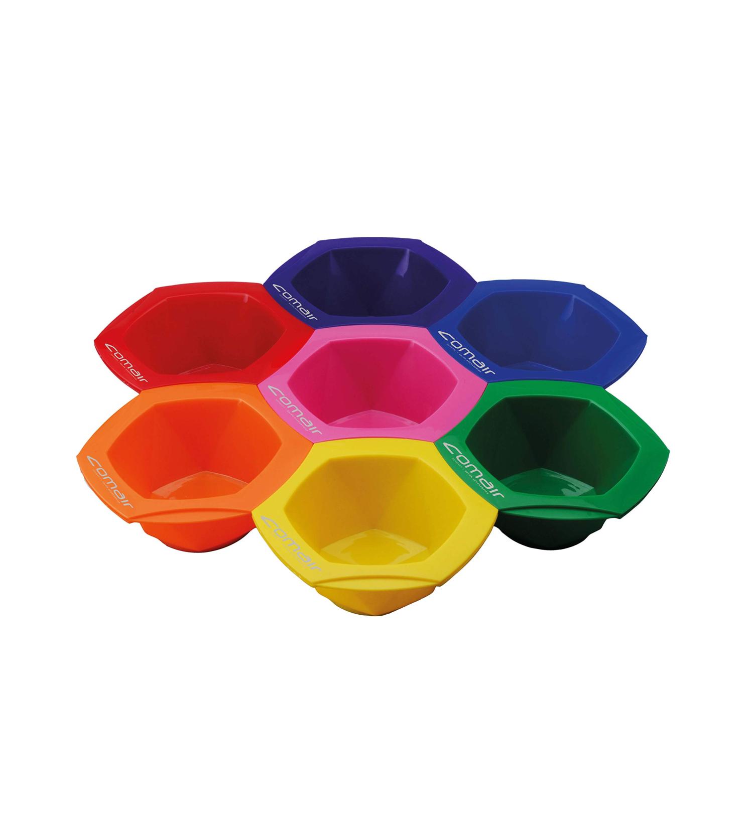 Comair 7001240 Rainbow dye bowl set 7 pieces colorful plug-in system anti-slip