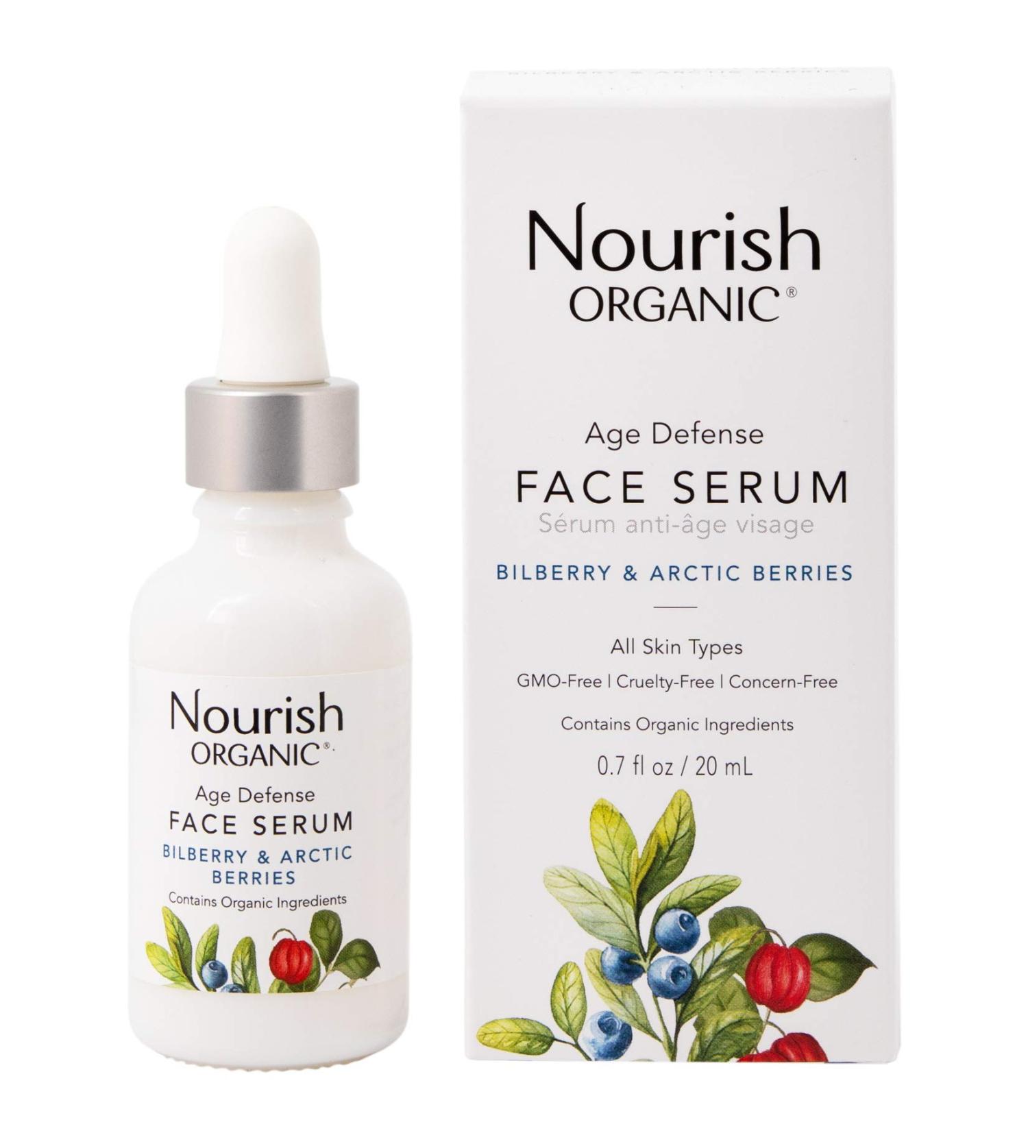 Nourish Organic Age Defense Face Serum | GMO-Free, Cruelty Free & Fragrance Free - 0.7oz - Buy Online on GoSupps.com