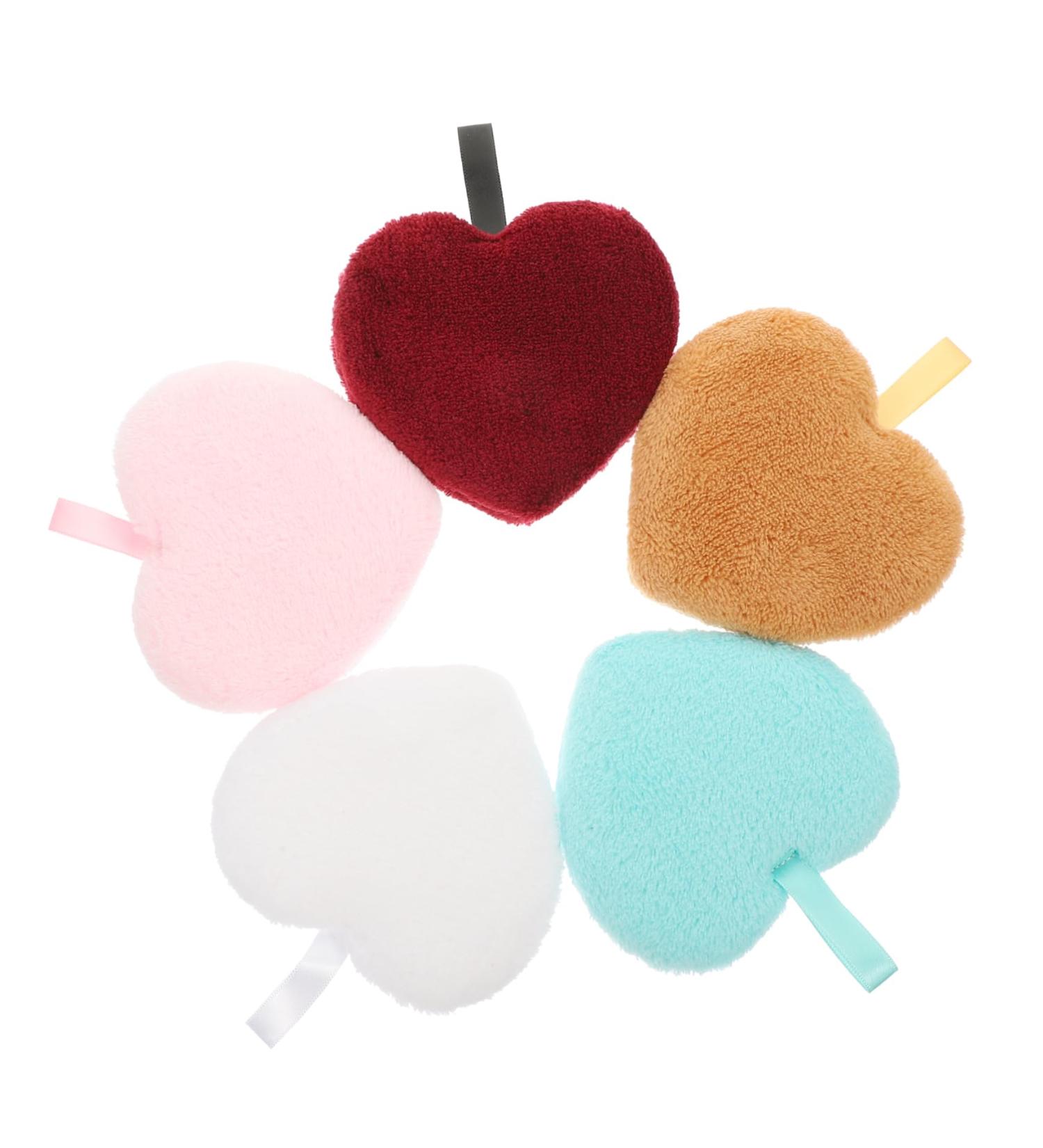Beaupretty 5pcs Heart Shaped Face Wash Sponges - Reusable Makeup Remover Pads | Eco-Friendly Cleaning Puffs for Flawless Skin - Buy Online on GoSupps.com