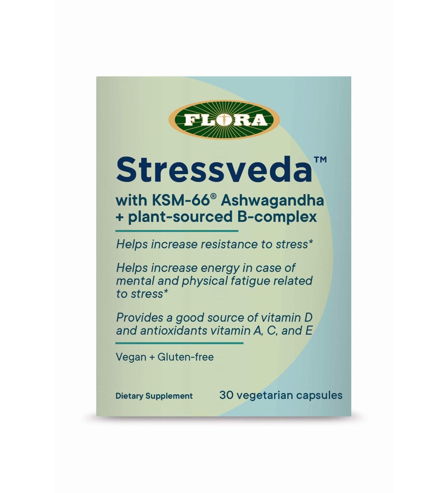 Flora Stressveda: KSM-66 Ashwagandha & B-Complex - 30 Veg Capsules - Buy Online on GoSupps.com