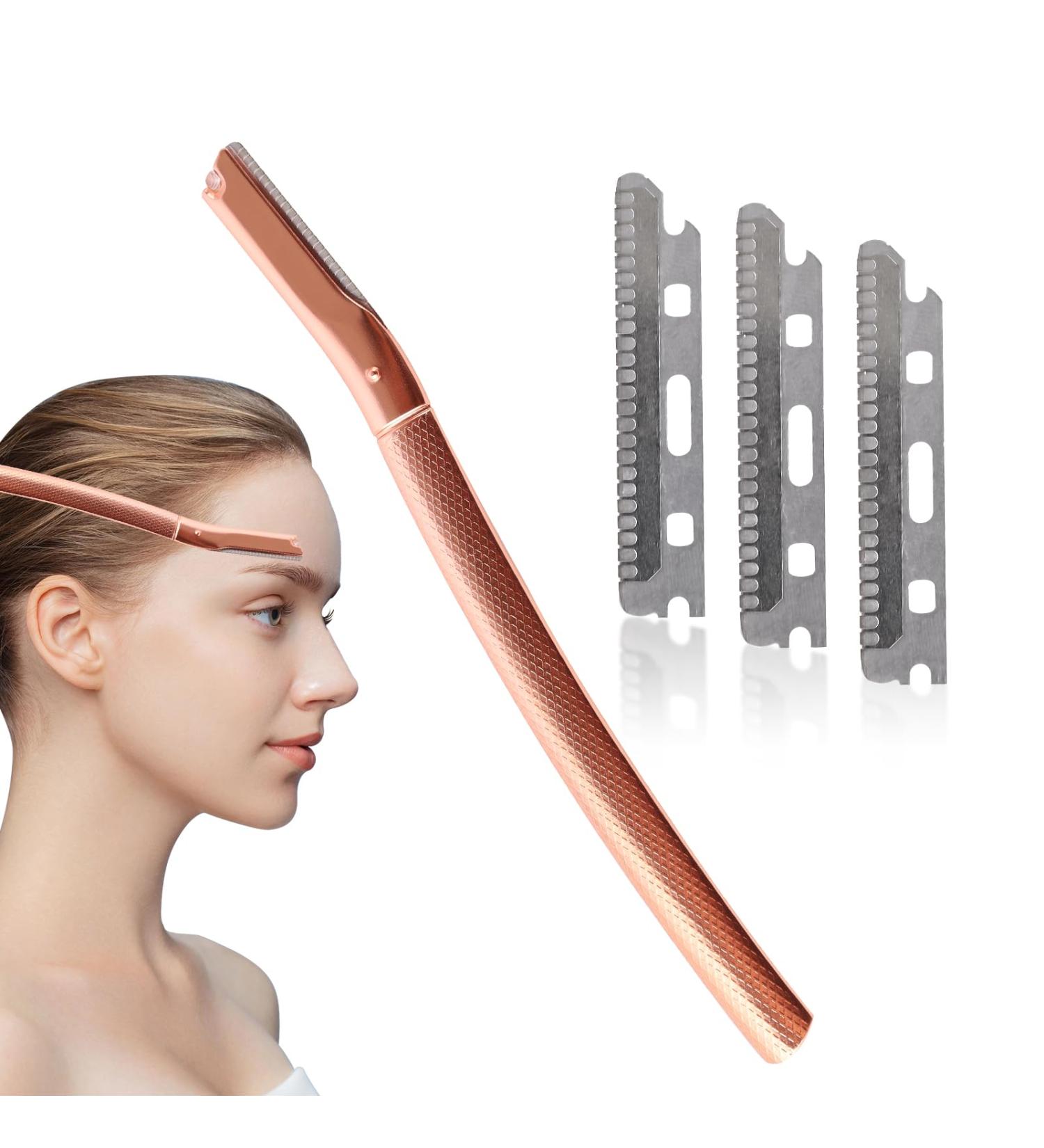 Reusable Eyebrow Razors for Men & Women - Multi-Purpose Facial Hair Remover Set (3 Exchange Blades Rose Gold) - Buy Online on GoSupps.com