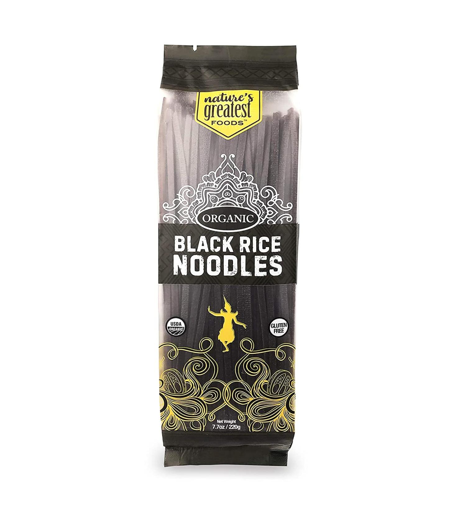 Organic Black Rice Noodles 7.7oz x 12-Pack - Vegan, Gluten-Free, GMO-Free - Medium Thickness for Stir-Fry and Pad Thai - Nature's Greatest Foods - Buy Online on GoSupps.com