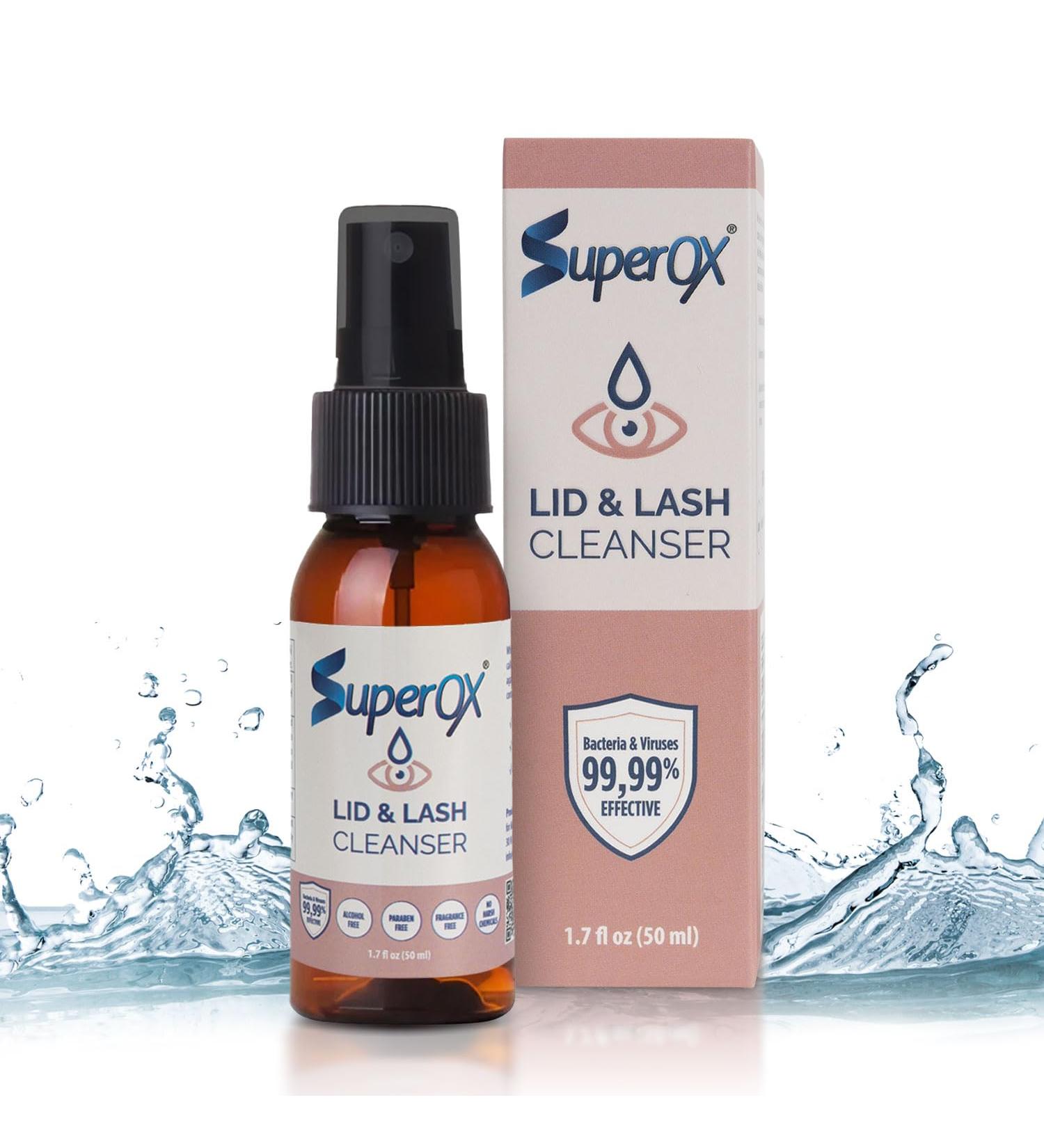 Superox Eyelid & Eyelash Cleanser - Hypochlorous Acid Spray for Styes Irritation & Blepharitis Relief - 50 ml International Shipping - Buy Online on GoSupps.com