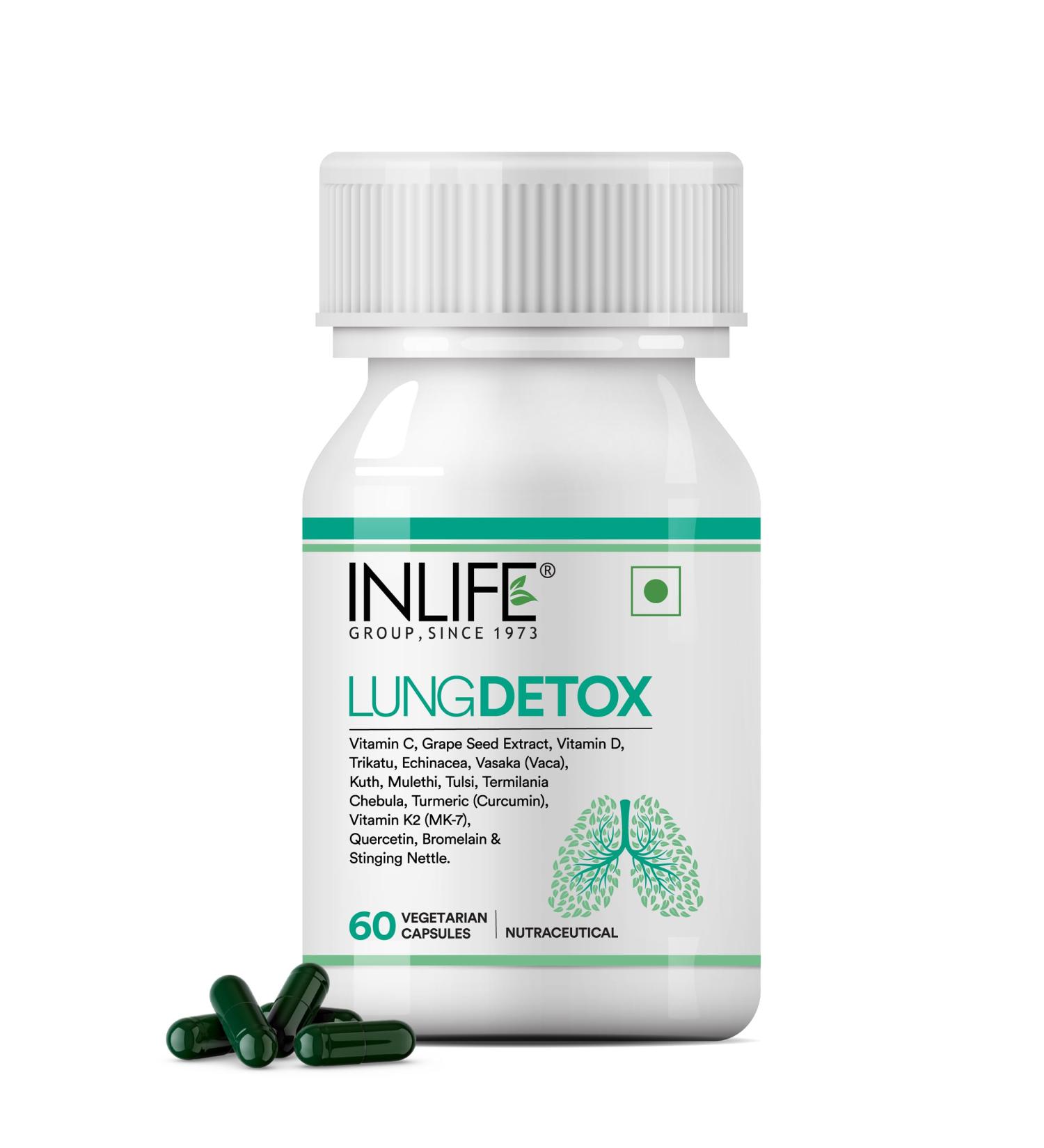 INLIFE Lung Detox for Smokers | Organic Supplement w/Bromelain & Quercetin | Naturally Strengthen Respiratory System and Boost Overall Lung Health | GMP Tested, 100% Vegetarian - Buy Online on GoSupps.com