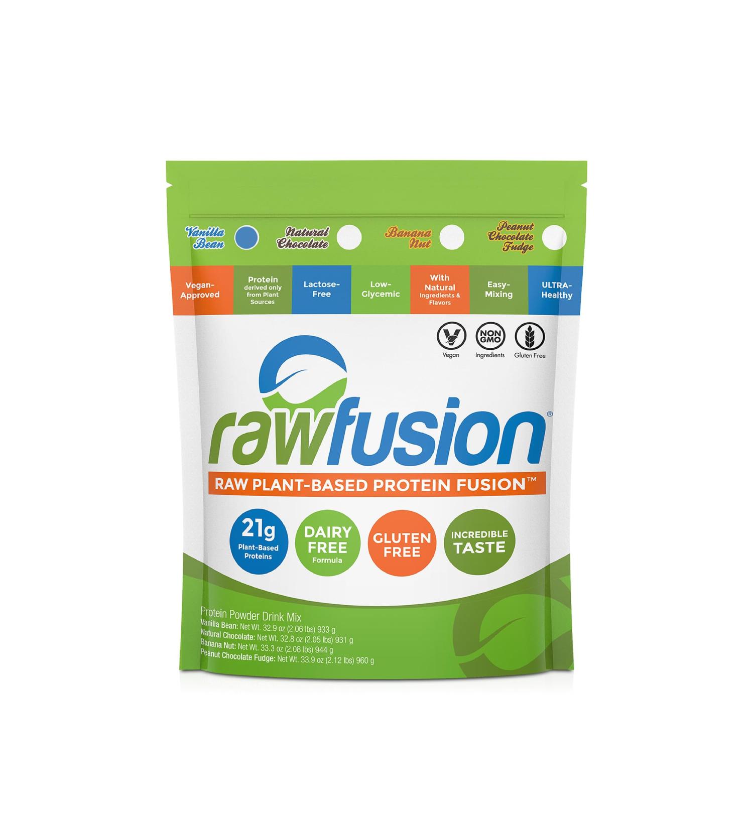 Rawfusion Vegan Protein Powder Vanilla Bean 30 Servings 21g Plant-Based Protein Low Net Carbs Non-Dairy Gluten-Free Soy-Free Kosher Non-GMO 2.06lbs Vanilla Bean 1.98 Pound (Pack of 1) - Buy Online on GoSupps.com