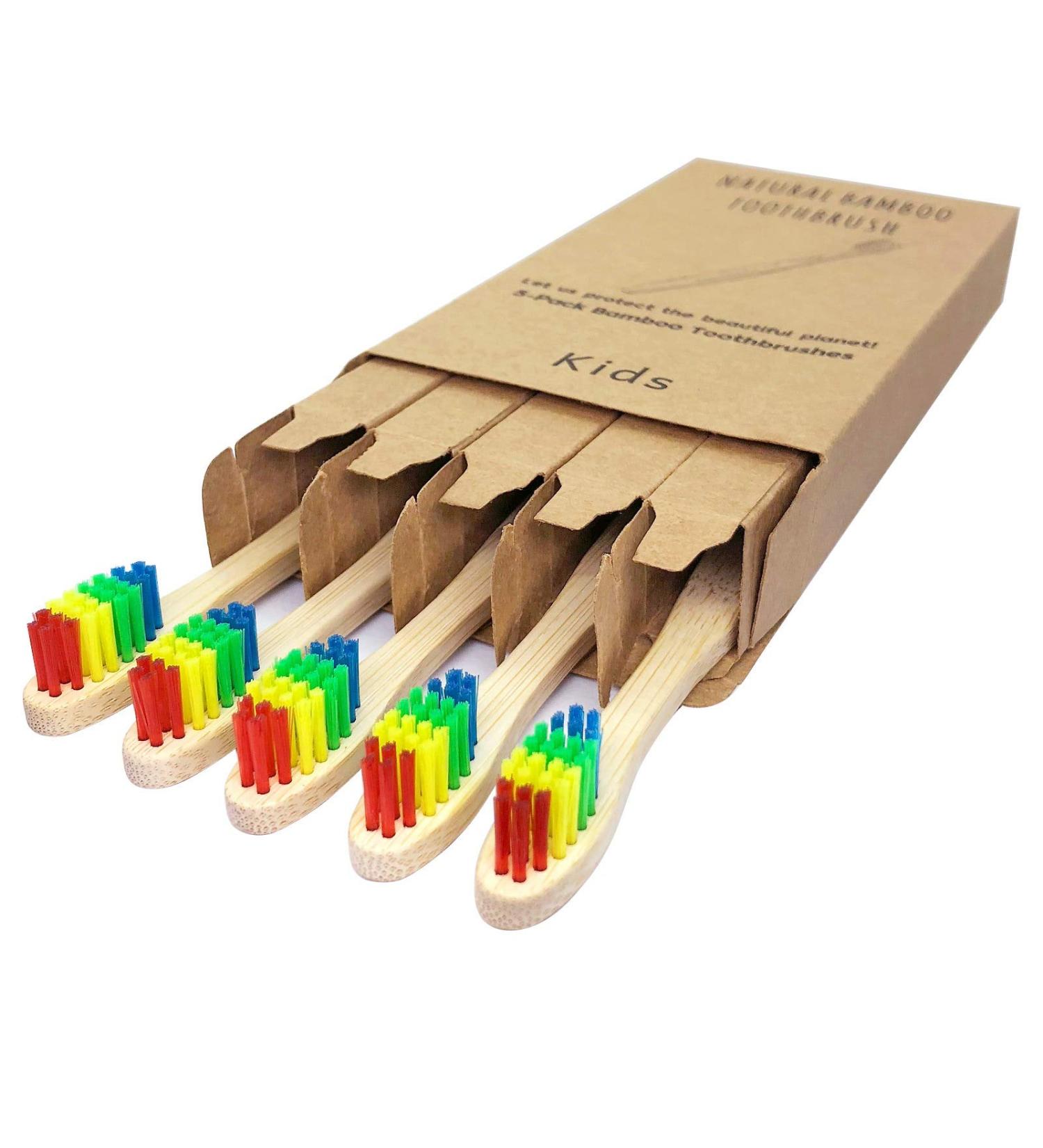 Bamboo Kids Toothbrushes Rainbow 5 Pack Childrens Toothbrush Set Premium Medium Soft Bristles Manual Tooth Brushes Kit Eco-Friendly Wooden Handle Toothbrushes for Children - Buy Online on GoSupps.com