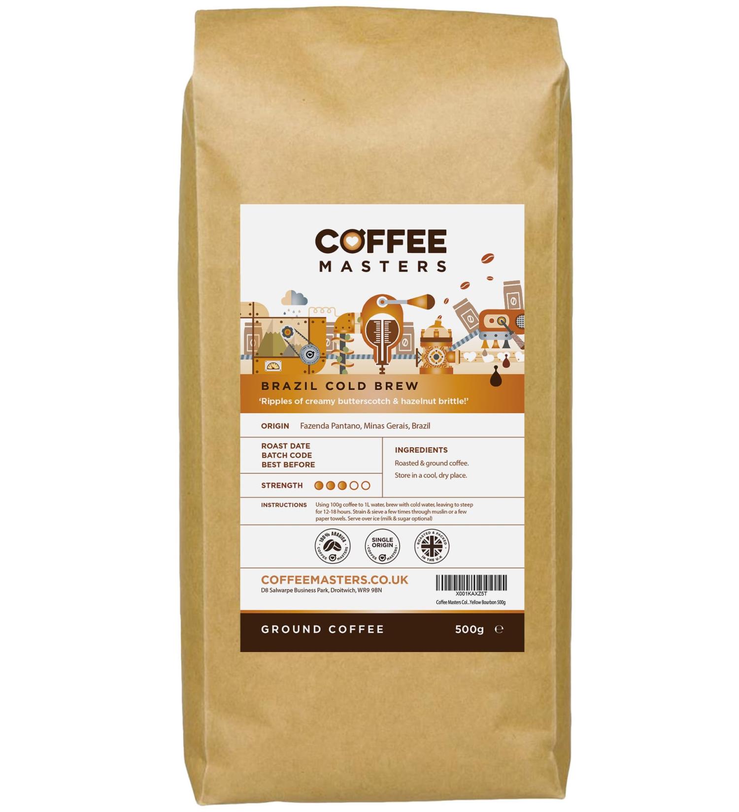 Coffee Masters Cold Brew Ground Coffee - Brazil Yellow Bourbon 500g - Buy Online on GoSupps.com