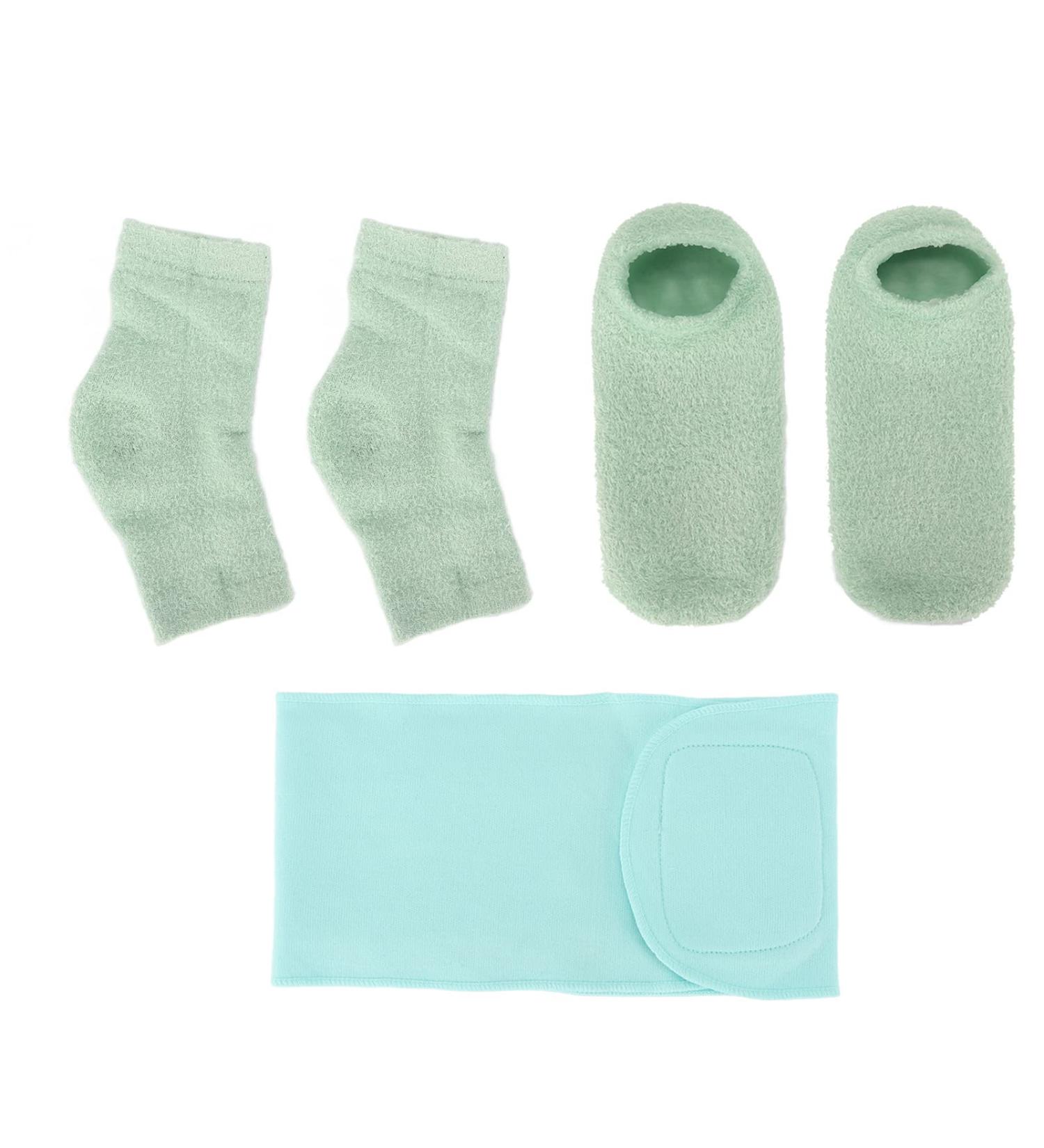 Qukaim Moisturizing Gel Socks Hydrating Gel Elbow Sleeve Moisturizing Gel Socks and Neck Wrap Sock Reusable Repairing Softening Cutin Green Blue - Buy Online on GoSupps.com