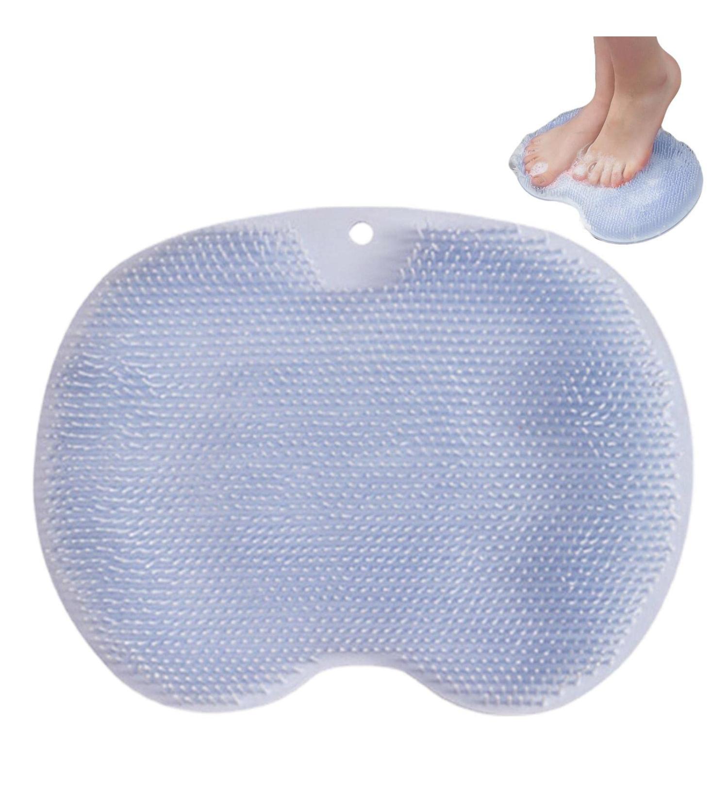 Shower Foot Scrubber Mat | Large Size Mat with Non-Slip Suction Cups | Cleans Smooths Massages Your Feet Without Bending Improve Foot Circulation and Soothes Tired Blue - Buy Online on GoSupps.com