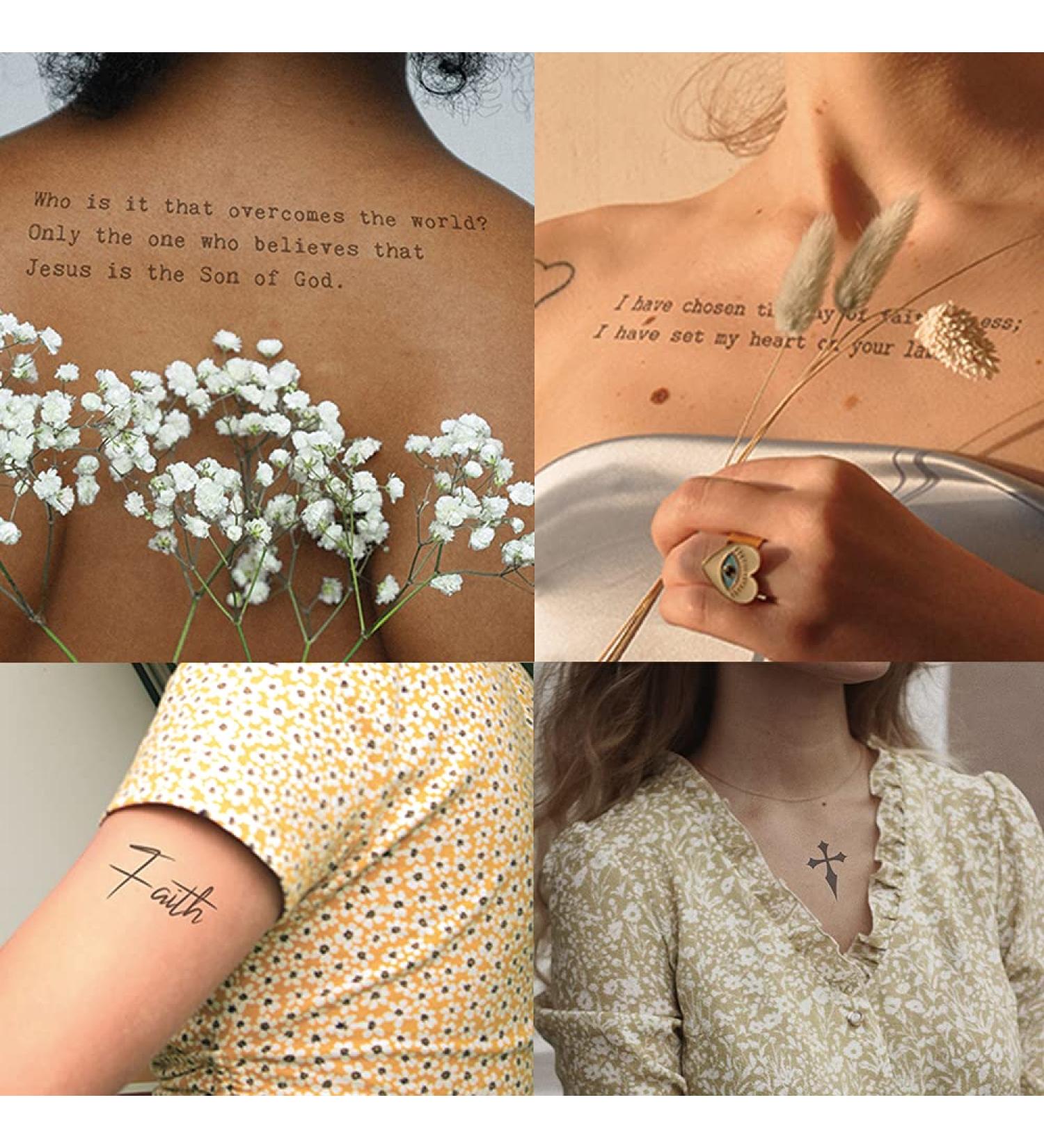 Everjoy 15 Inspirational Christian Quotes Bible Verses Temporary Tattoos - Faith Scriptures for Women and Men - 2 Sheets - Buy Online on GoSupps.com