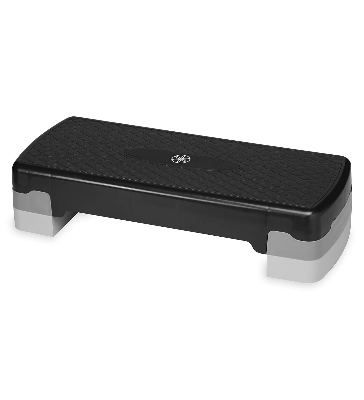 Gaiam Essentials Exercise Step Platform Aerobic Stepper Bench  Fitness Equipment Workout Deck with Adjustable Riser Height & Non Slip Textured Surface  Black - Buy Online on GoSupps.com
