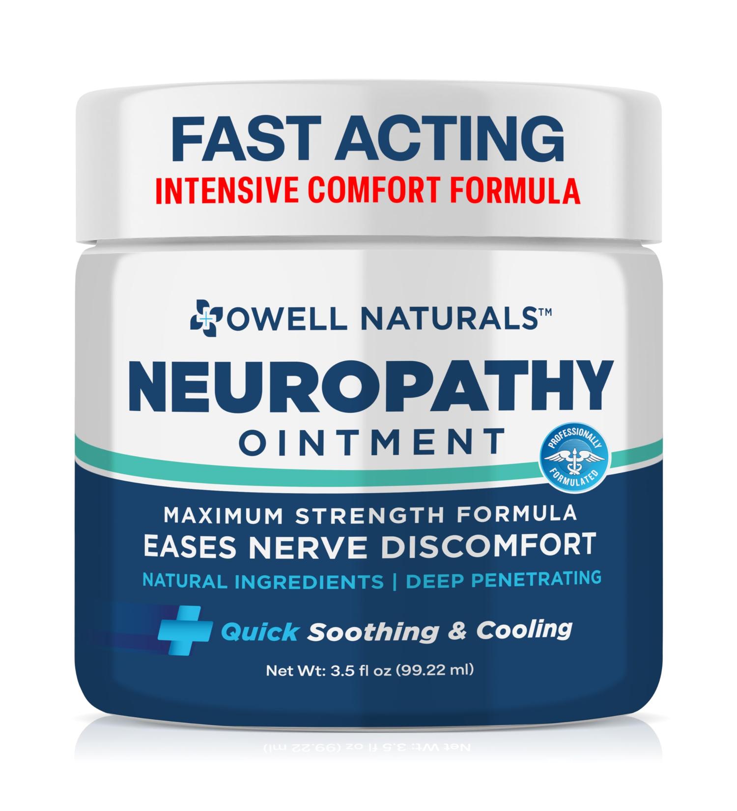 OWELL NATURALS Neuropathy Nerve Ointment for Feet Fingers Hands Toes Back Legs & Arms - Fast-Acting Formula Max Strength Cooling Effect 3.5 Fl Oz 3.5 Fl Oz (Pack of 1) - Buy Online on GoSupps.com