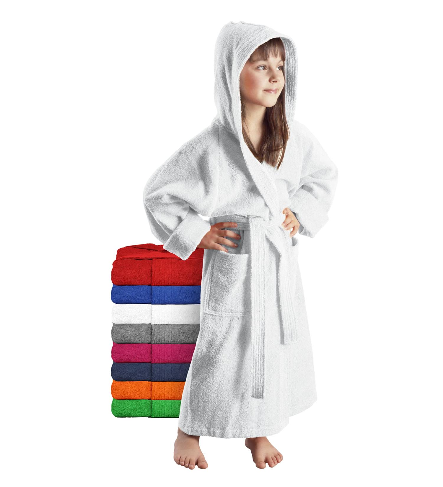Arus Children's Hooded Bathrobe - 100% Cotton Terry Eco-Tex Certified Long & Soft for Boys & Girls - Wide Color Selection - Buy Online on GoSupps.com