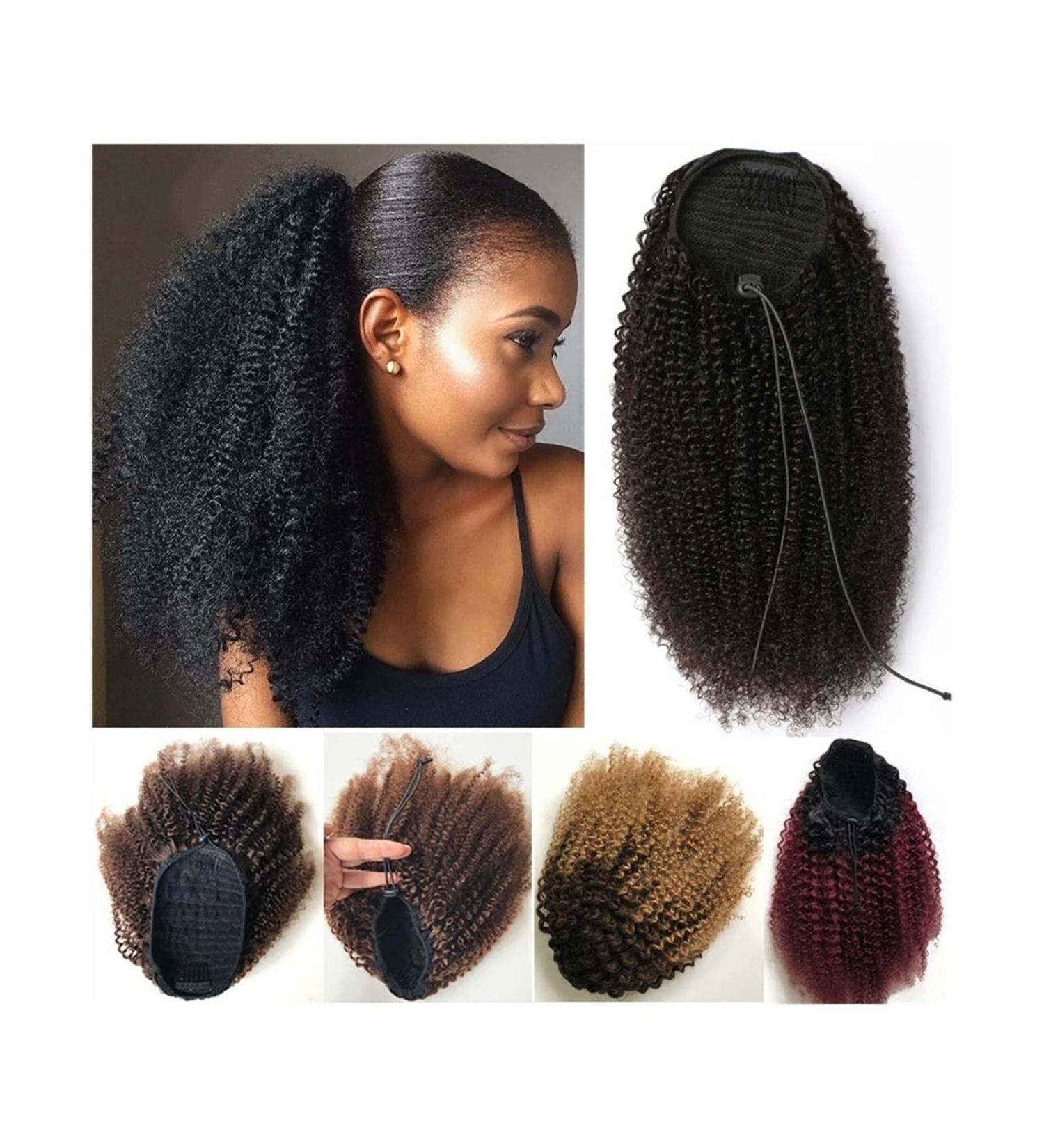 Human Hair Ponytail Hair Piece Drawstring Ponytail Human Hair Ponytail Extensions Fluffy Kinky Curly Ponytail Brazilian Remy Hair Clip in Afro Curly Ponytail Hairpiece Ponytail Hairpiece for Women ( 10inch T1B/4/27 - Buy Online on GoSupps.com