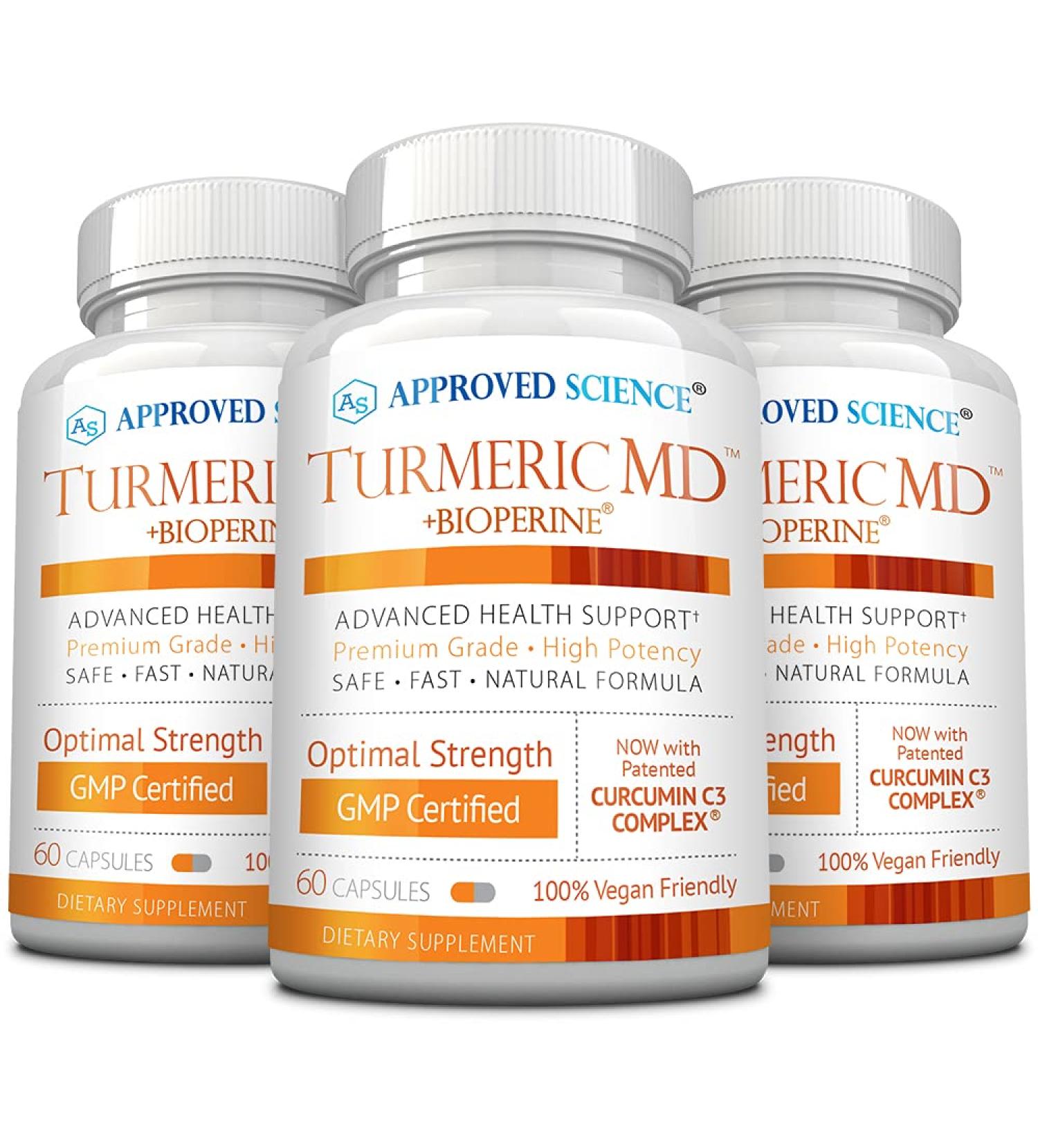 Approved Science Turmeric MD - 180 Capsules | 95% Standardized Curcuminoids with BioPerine | Joint & Daily Health Support - Buy Online on GoSupps.com