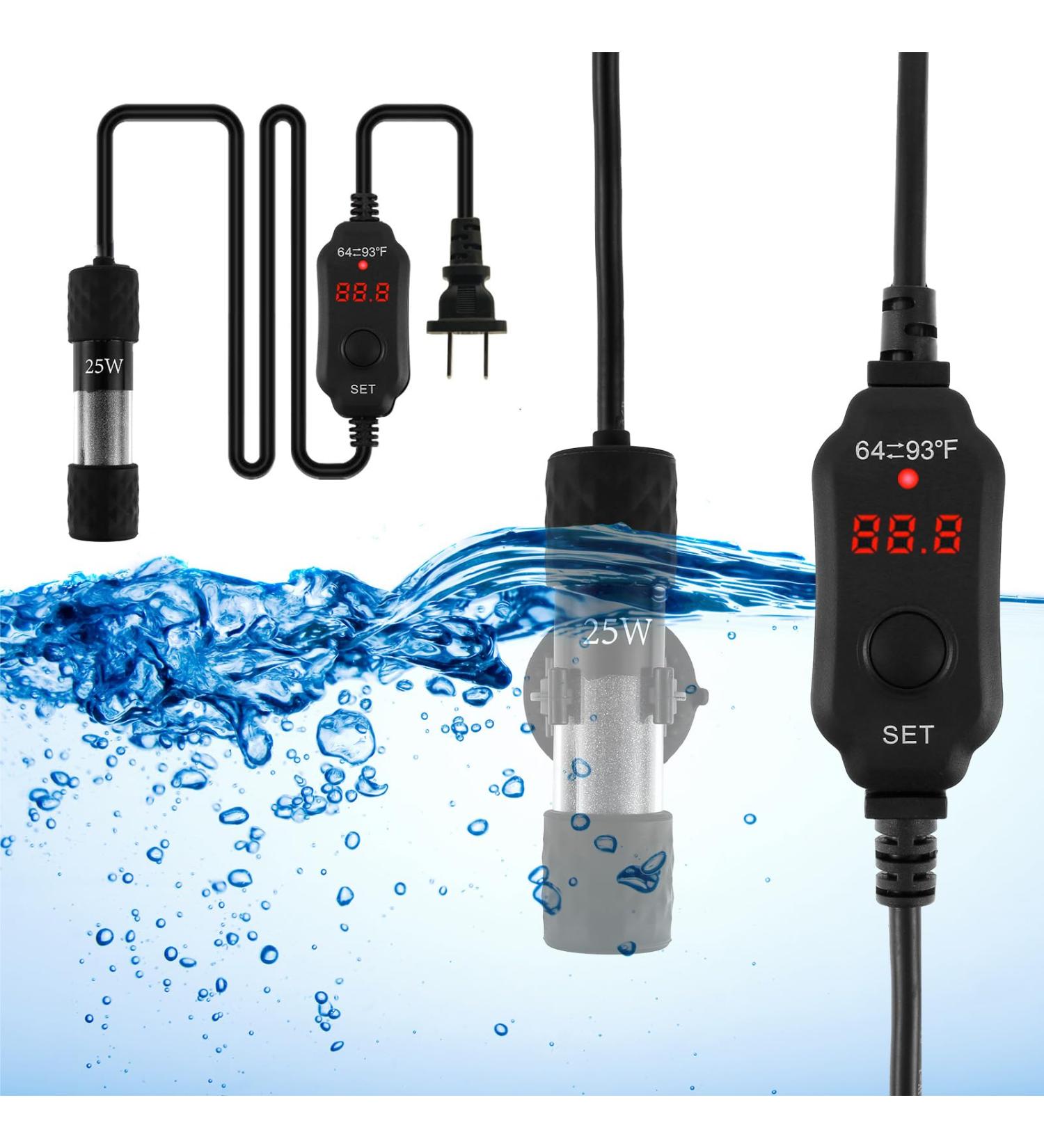25W Aquarium Heater Fish Tank Water Heater w/Digital Display External Temperature Controller Auto Power-Off Thermostat Heating Rod Over-Temperature Water Shortage Protect for 1-5Gallon Tank-US Plug 25w- Us Fahrenheit - Buy Online on GoSupps.com