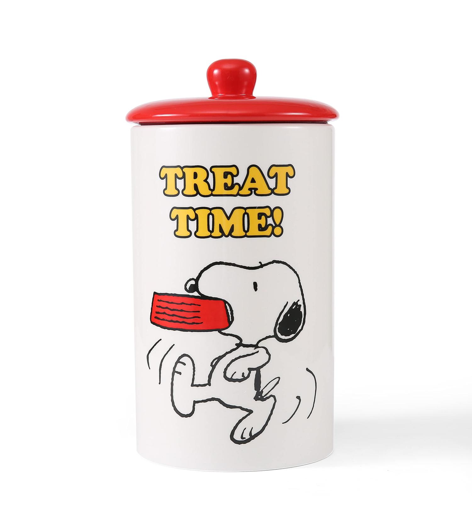Peanuts Snoopy Dog Treat Jar with Silicone Lid - Pet Food Storage Container - Buy Online on GoSupps.com