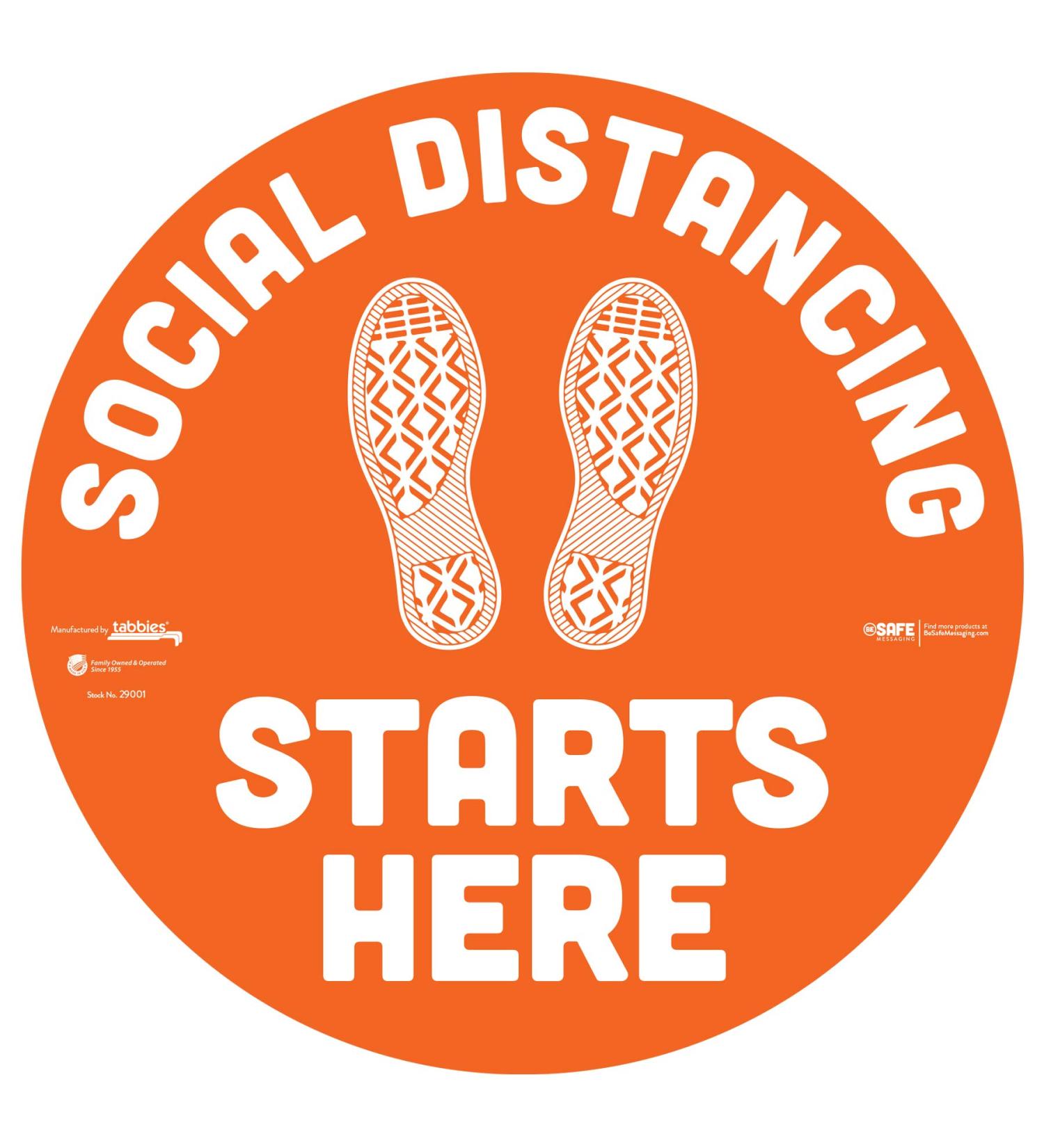 BeSafe Messaging Social Distancing Starts Here - 6 Pack 30.5 cm Round Repositionable Vinyl Footprint Stickers UL 410 Certified Non-Slip Ideal for Commercial & School Use - Buy Online on GoSupps.com
