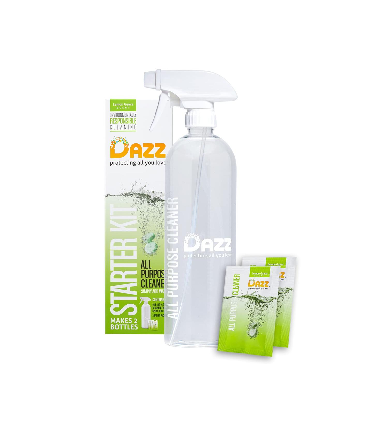 DAZZ All-Purpose Cleaner Kit - Eco-Friendly, Non-Toxic & Kid-Safe (1 Spray Bottle + 2 Refills) - Buy Online on GoSupps.com