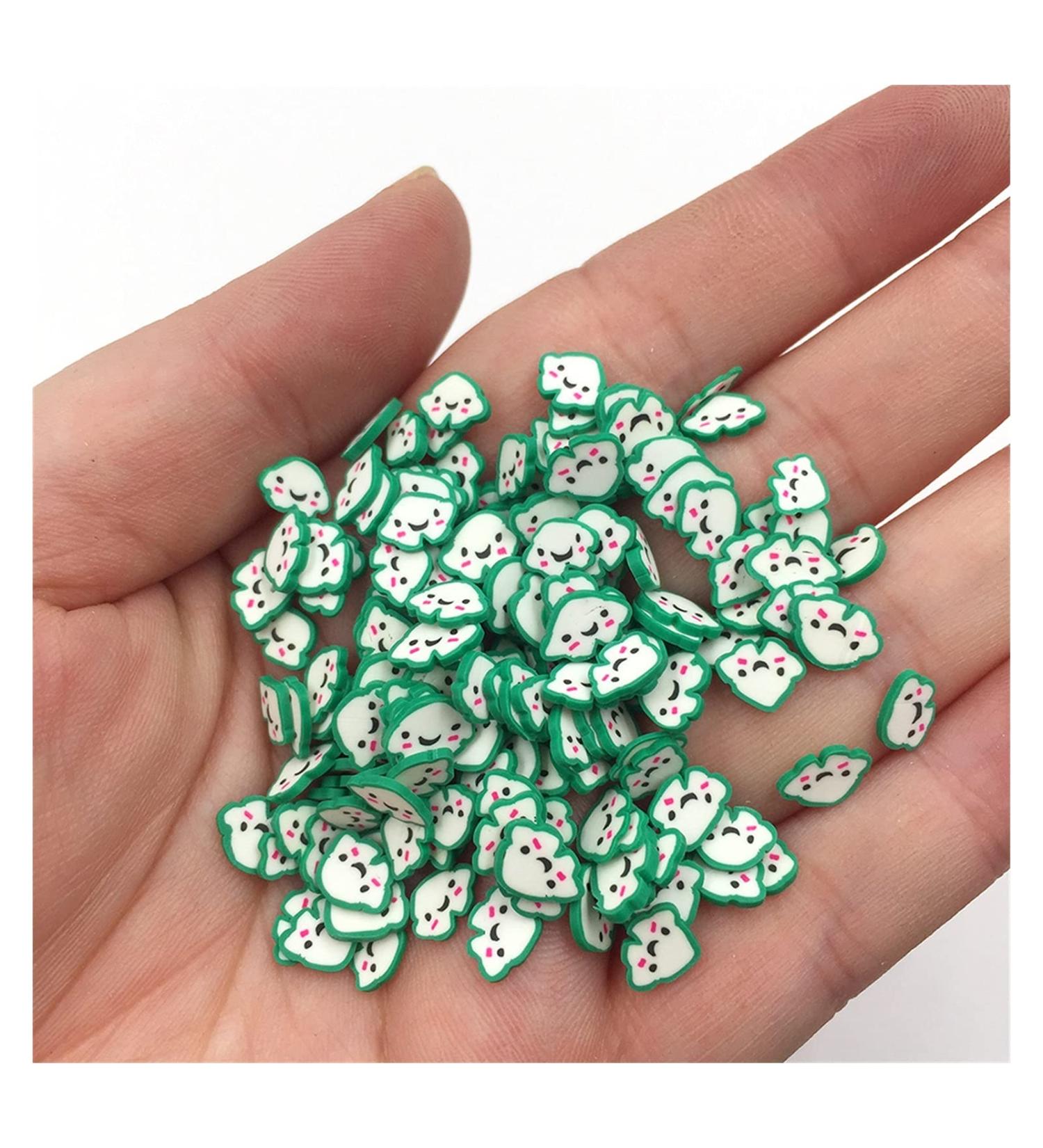 NIANTU108 50g 5 * 6mm Cartoon Cloud Slices Charms Supplies Polymer Soft Clay Sprinkles for Crafts DIY Nail Art Decorations Gift (Color : Green)
