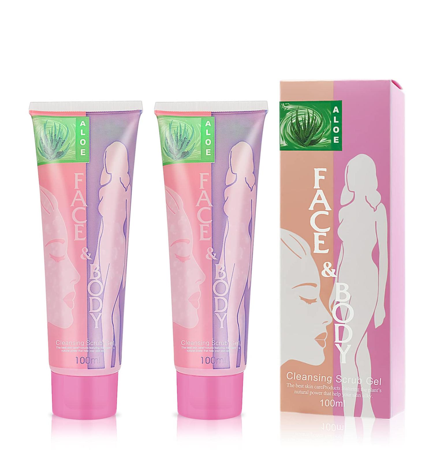 FREEORR 2Pcs Face and Body Cleansing Scrub Gel Deep Cleaning Exfoliating Body Scrub Face Scrub Facial Exfoliator Full Body Wash Scrub(#Aloe)-100 ml A-2pcs Aloe - Buy Online on GoSupps.com