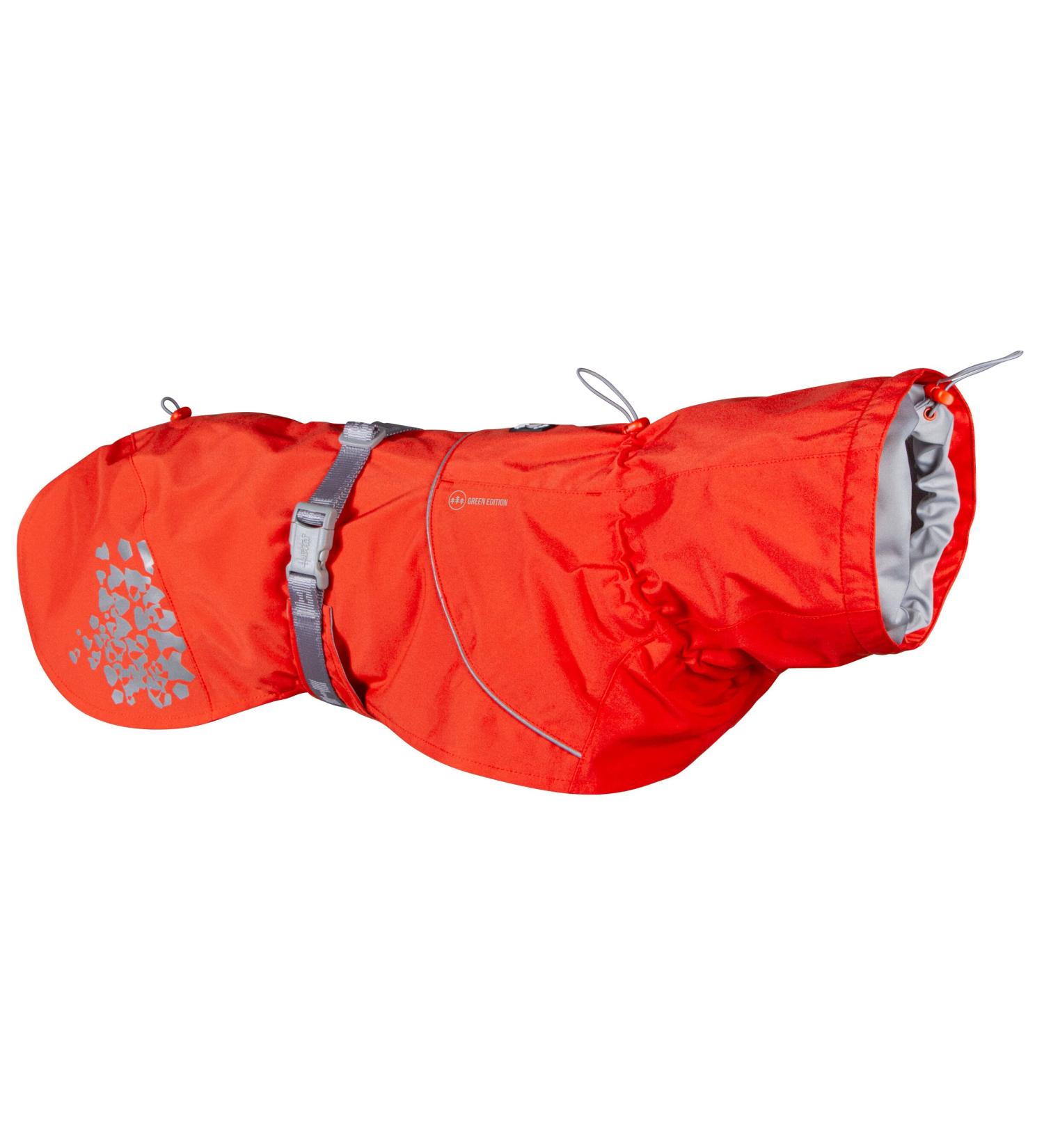 Hurtta Monsoon Eco Hundelegen Coat - Waterproof Rain Jacket for Dogs - Reflective 100% Recycled Material - Red 45cm Rose Hip - Buy Online on GoSupps.com