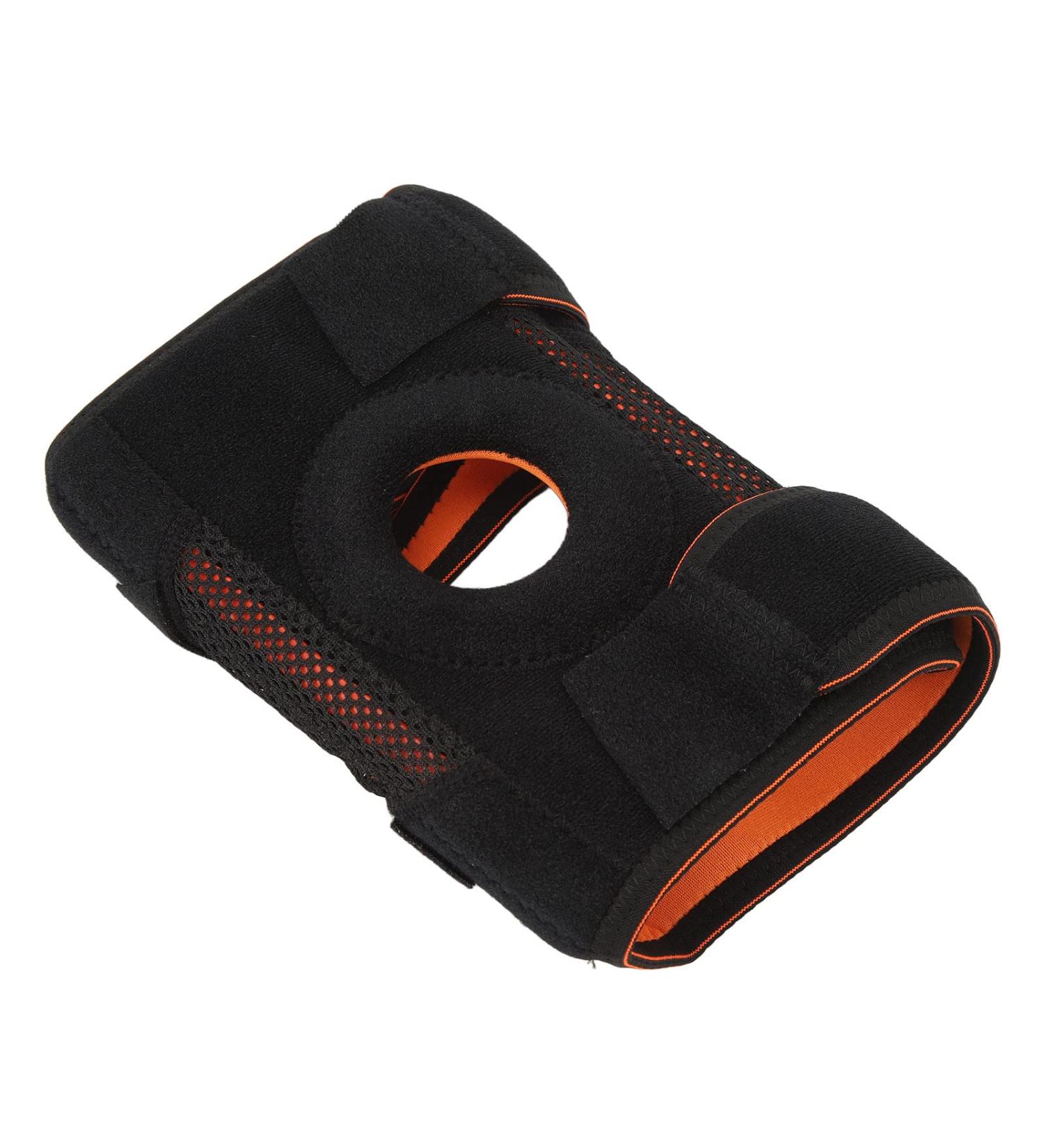 Black Unisex Adjustable Sports Knee Support | Silicone Spring Hollow Design for Enhanced Comfort - Buy Online on GoSupps.com