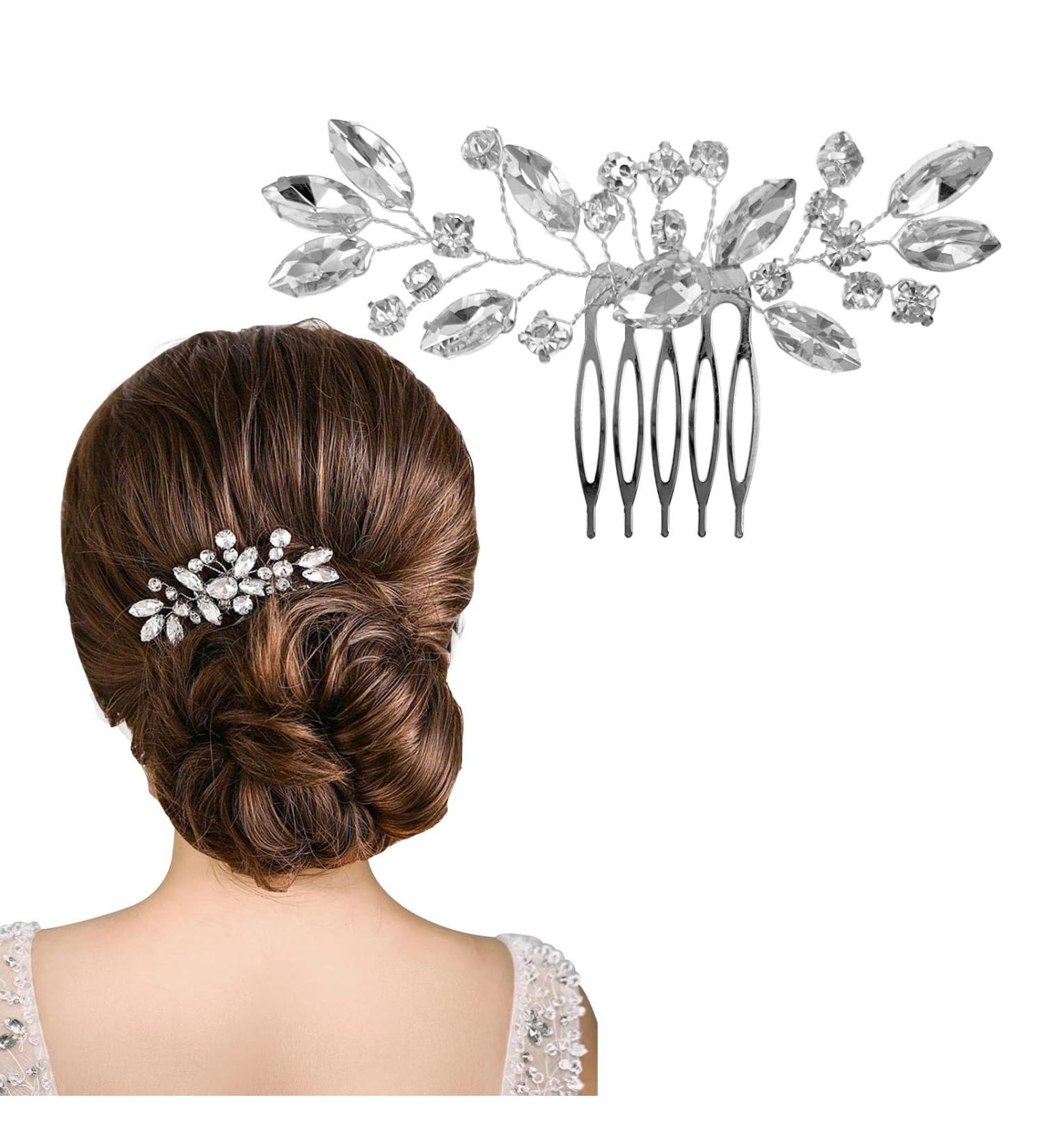 Bridal Flower Side Hair Clips Bride Crystal Hair Comb Crystal Rhinestone Wedding Hair Comb Bride Crystal Hair Comb Bridal Wedding Hair Clip Comb for Women and Girls - Buy Online on GoSupps.com