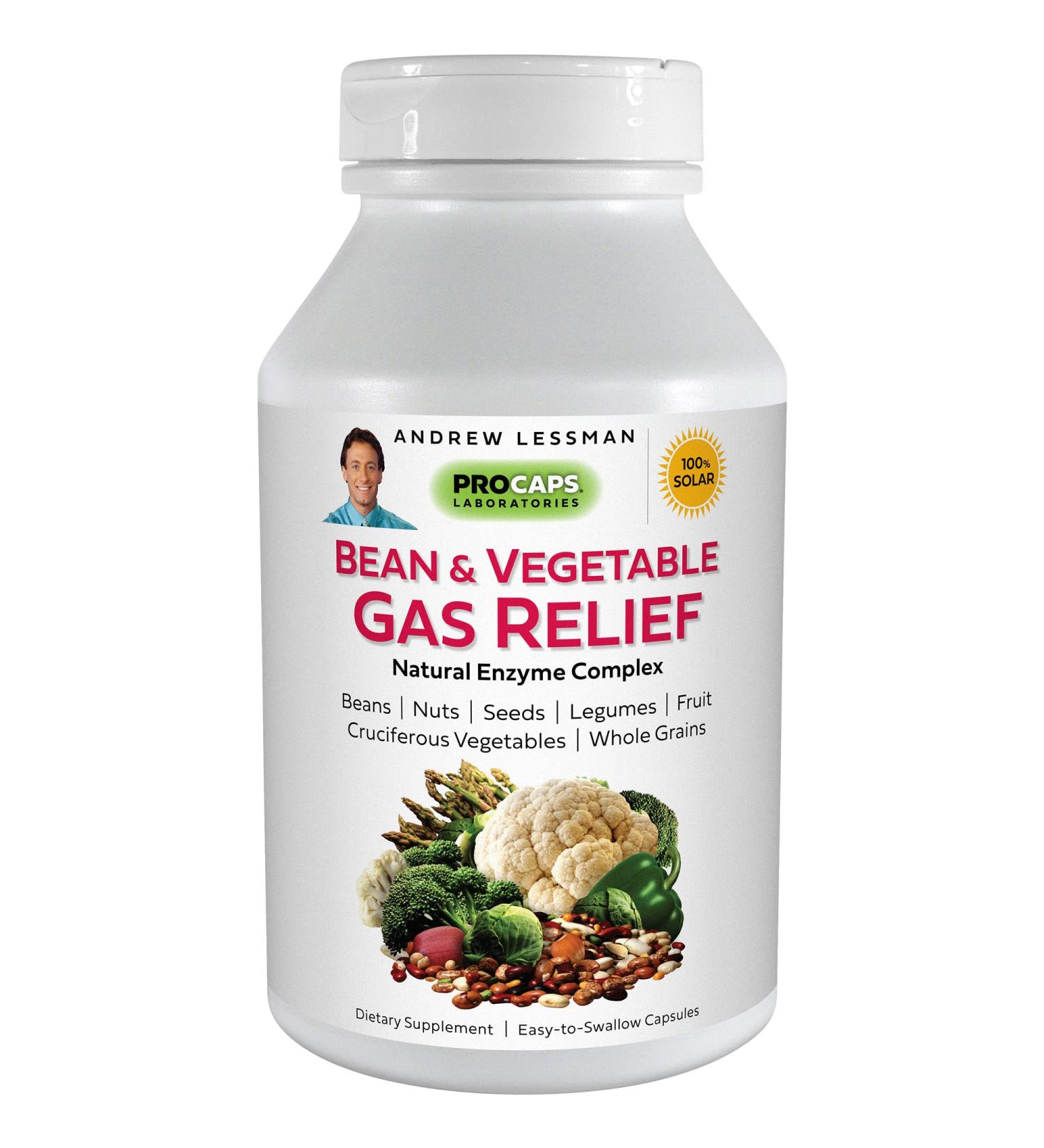 ANDREW LESSMAN Bean & Vegetable Gas Relief Capsules - Natural Enzyme Complex for Gas Reduction from Foods - 120 Capsules - Buy Online on GoSupps.com
