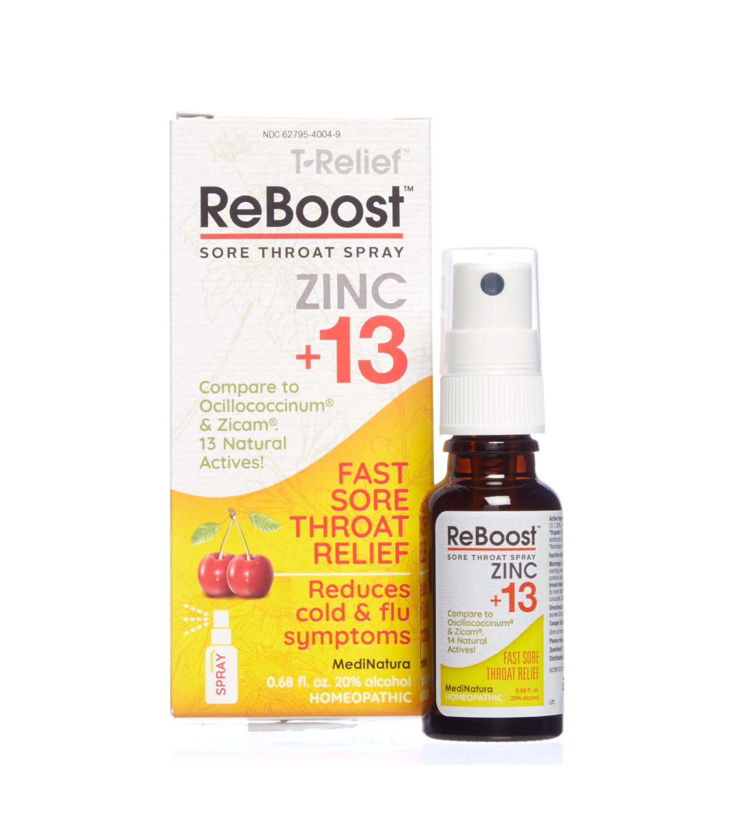 ReBoost Zinc +13 Cherry Spray - Fast-Acting Sore Throat Relief & Cold Symptoms - 0.68 oz - Buy Online on GoSupps.com
