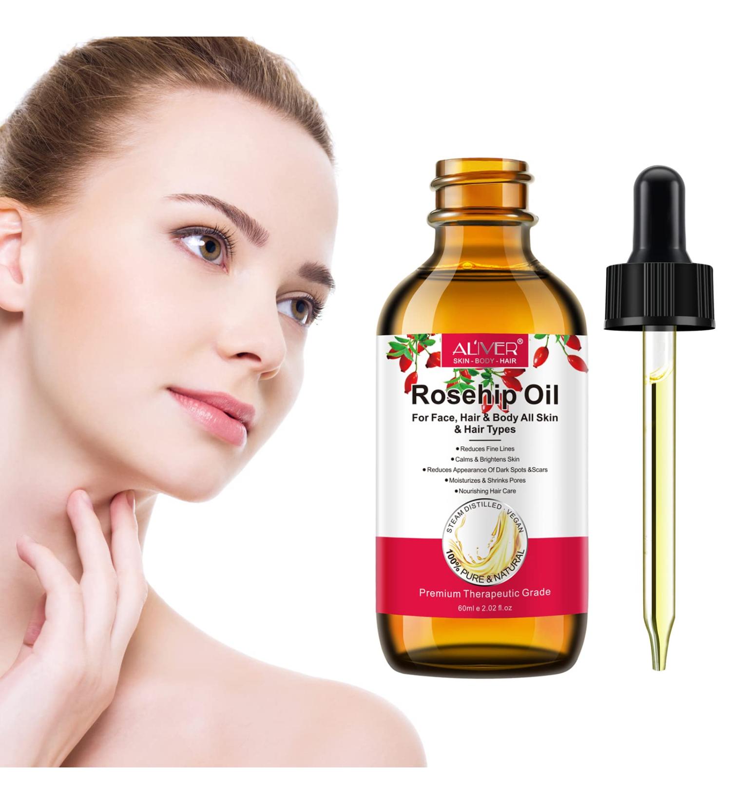 Organic Rosehip Oil for Face & Body 60ml - Anti-Aging, Wrinkles, Acne Scar | Hair Care & Guasha Massage - Buy Online on GoSupps.com