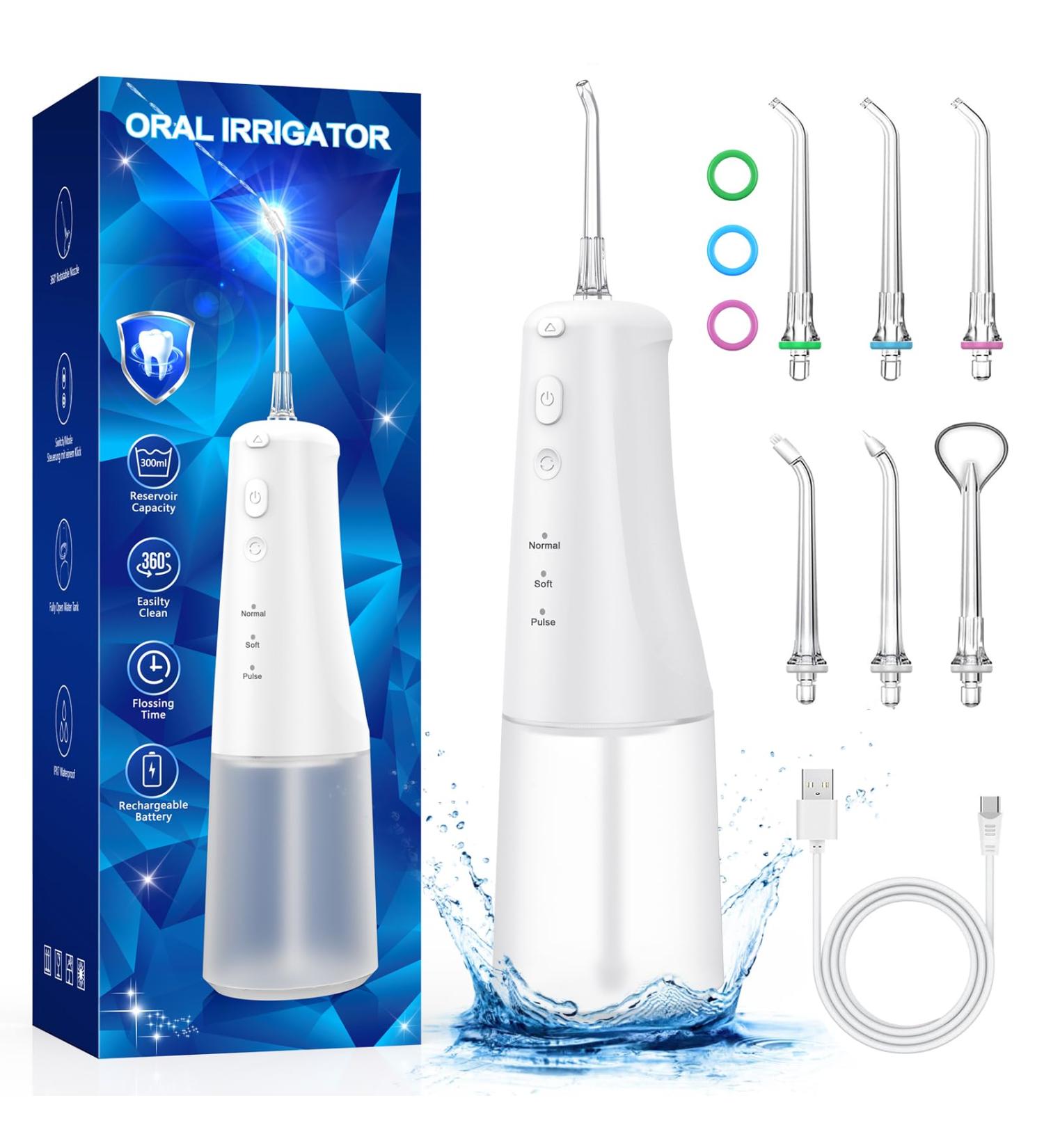 Buy Water Flosser for Teeth | Portable Oral Irrigator 310ML 3 Modes IPX7 Waterproof - Enhance Dental Care Anytime - Buy Online on GoSupps.com