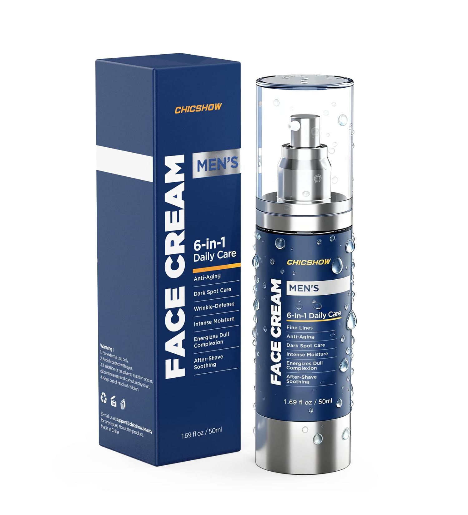 chicshow Men s 6 - in - 1 Face Cream | Anti - Aging & Moisturizing- 1.69 fl oz (white)