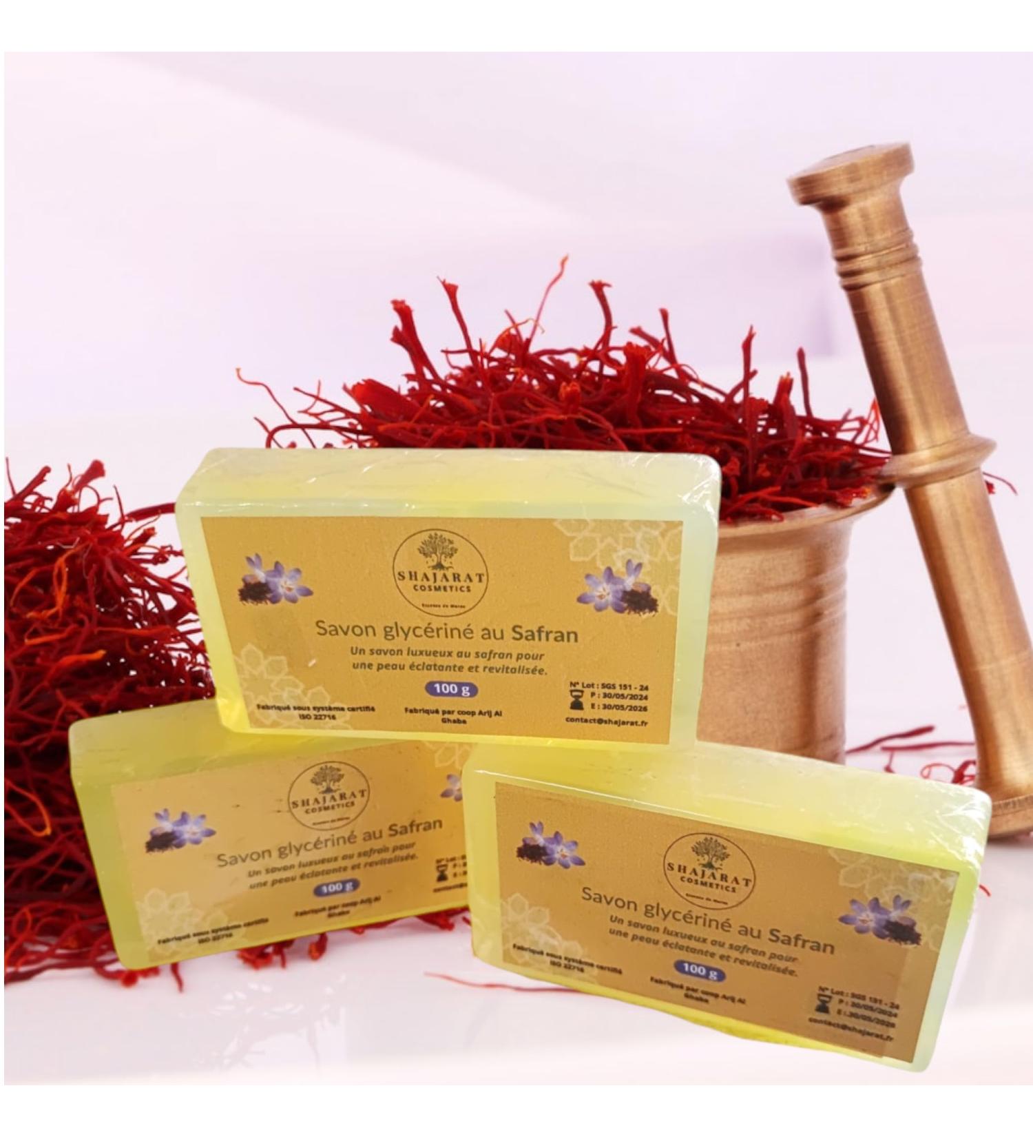 G n rique Set of 3 Saffron Soaps - Anti-Aging Skin - Firming - Vitality - Natural Radiance - Anti-Aging & Revitalizing - All Skin Types - 100g - ISO Certified