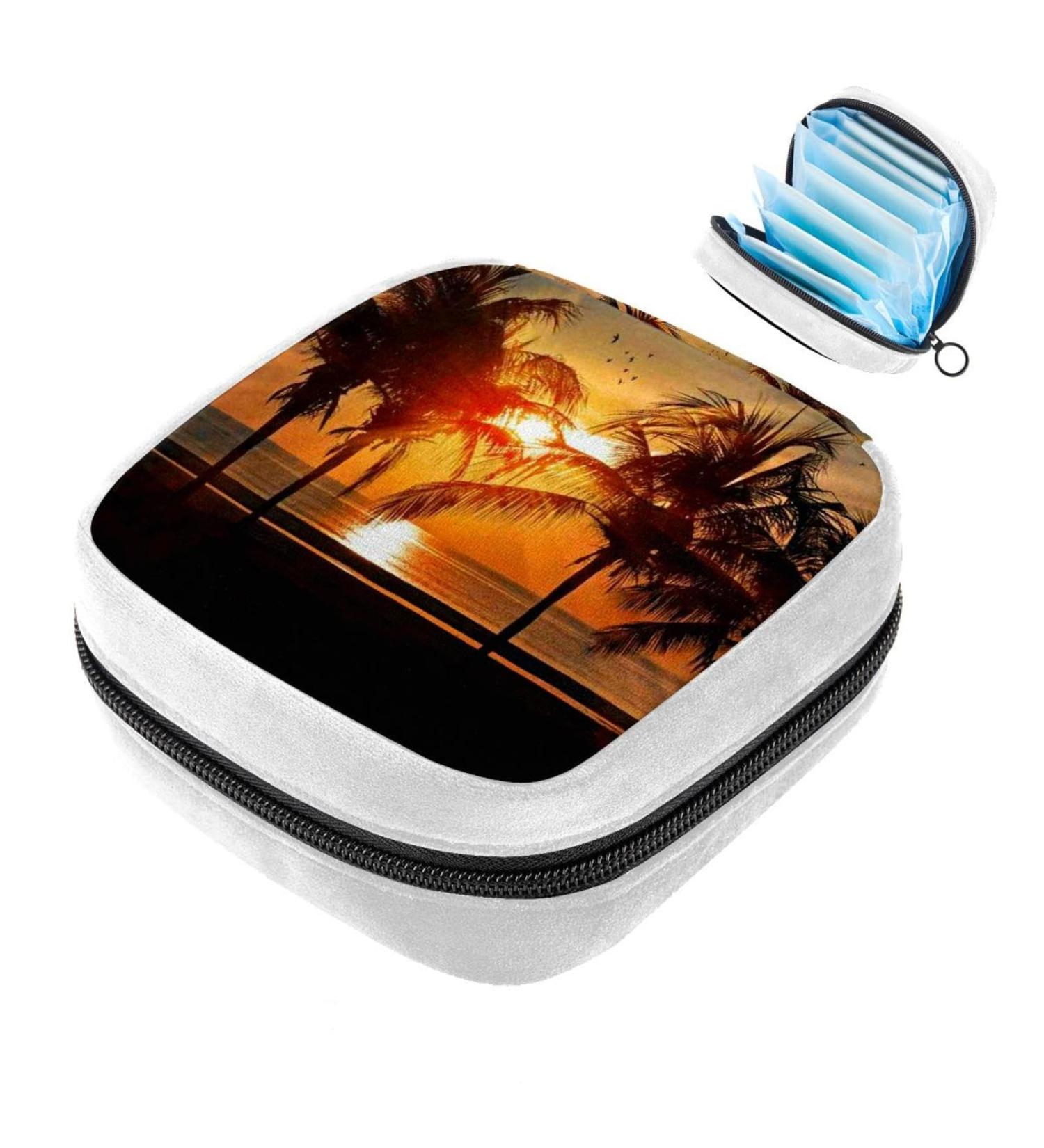 Period Pad Storage Bag | Sanitary Napkin & Tampon Holder | Beach Sunset Scenery Design - Buy Online on GoSupps.com
